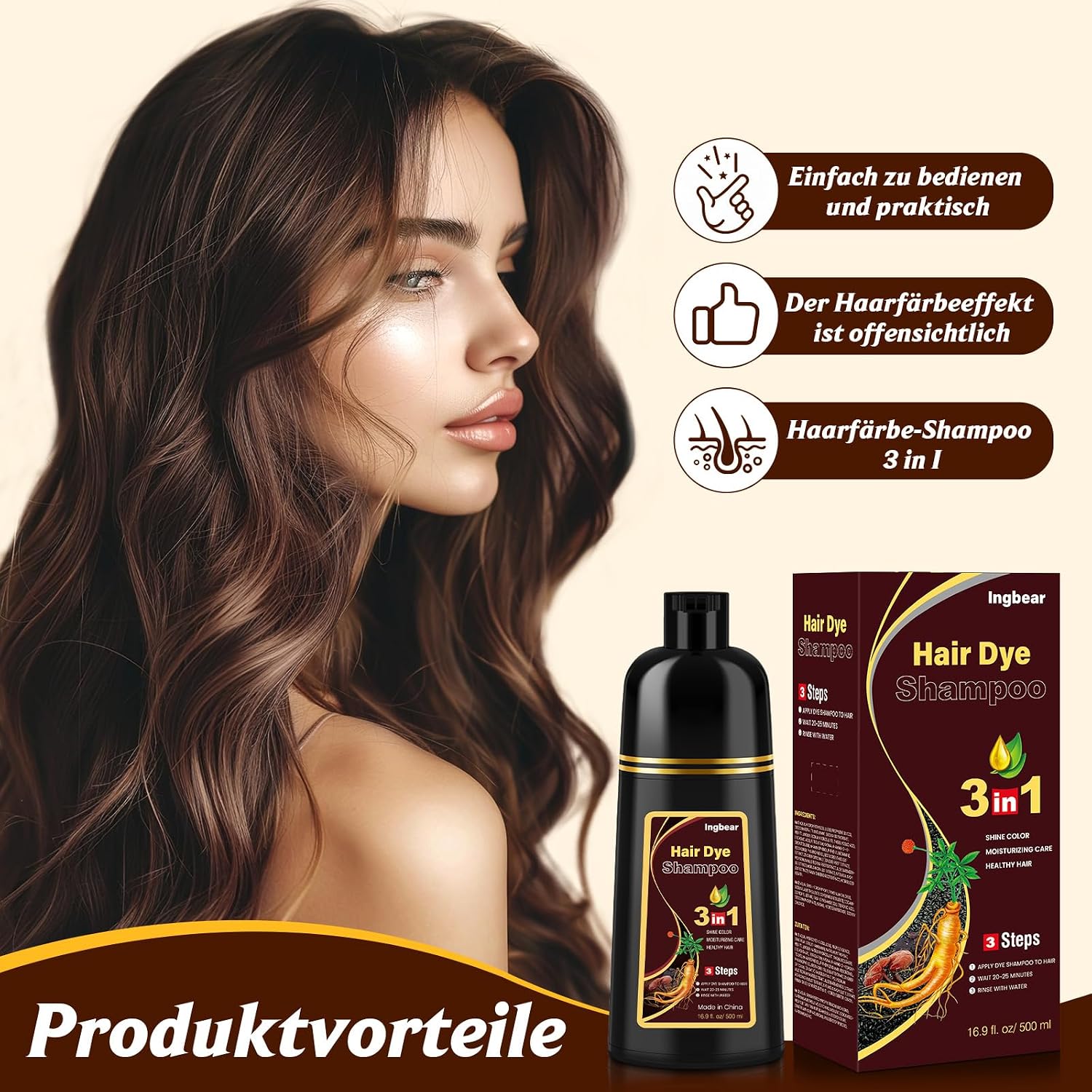 Thumbnail 1 de Haarfarbe Dunkelbraun Haarfärbeshampoo 500ml