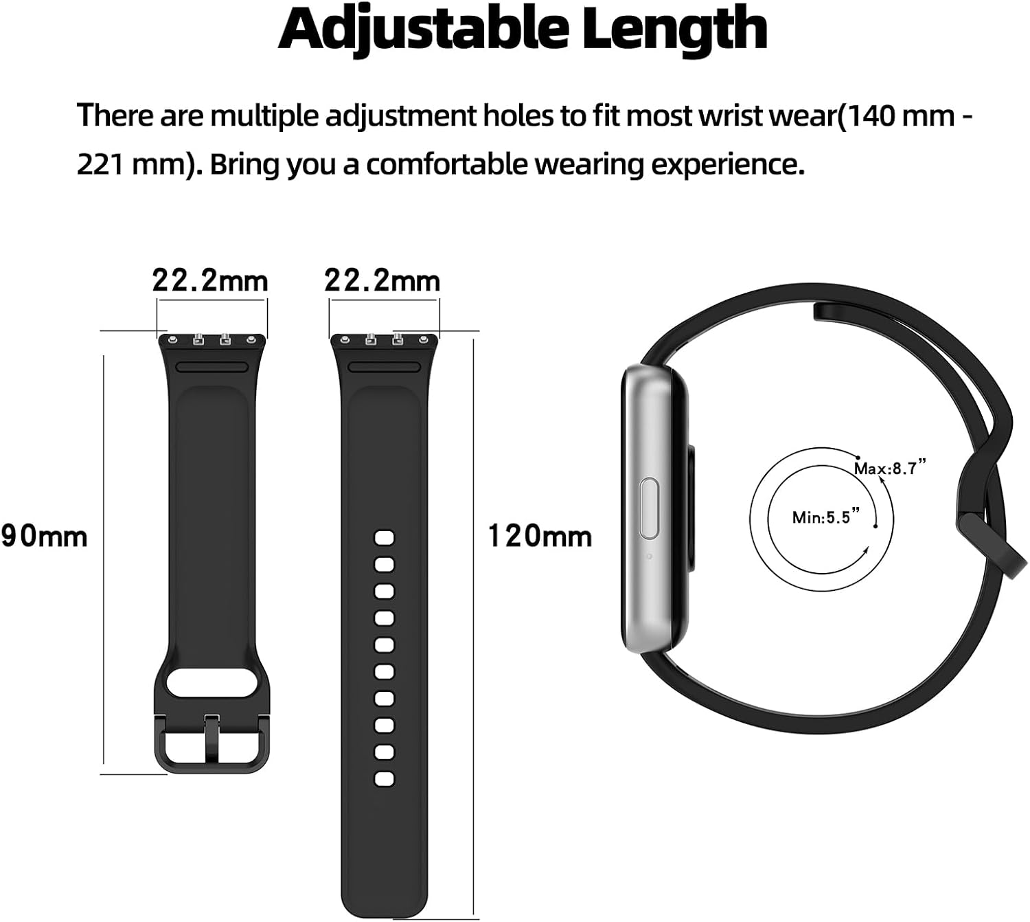 Detalle de Xisair 3PCS Silicone Replacement Straps for Samsung Galaxy Fit 3 (R390)