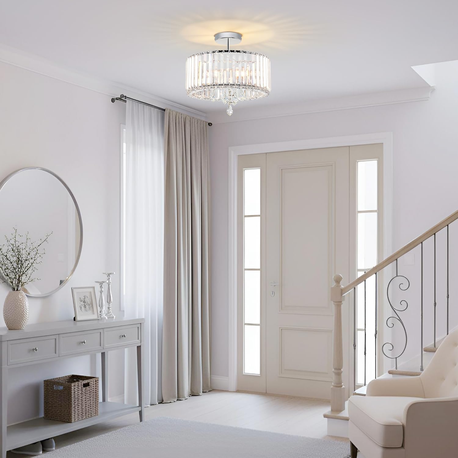 Thumbnail 2 de ANWIO Crystal Ceiling Lights 3-Light modern flush mount chandelier (E27, 36.5cm)