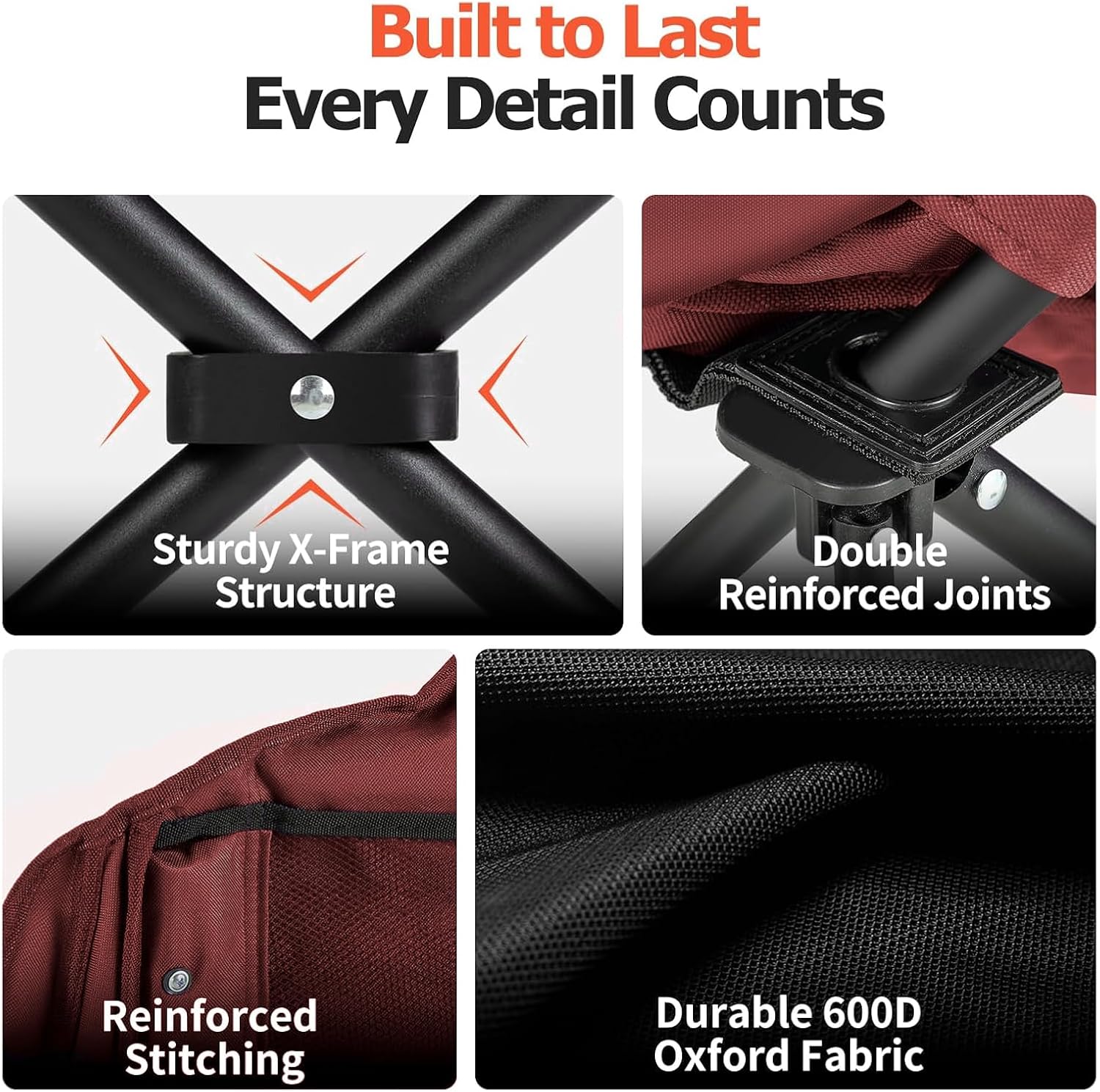 Thumbnail 6 de Overmont CampCouch-red Oversized Camping Chair, Padded, 500 lb Support