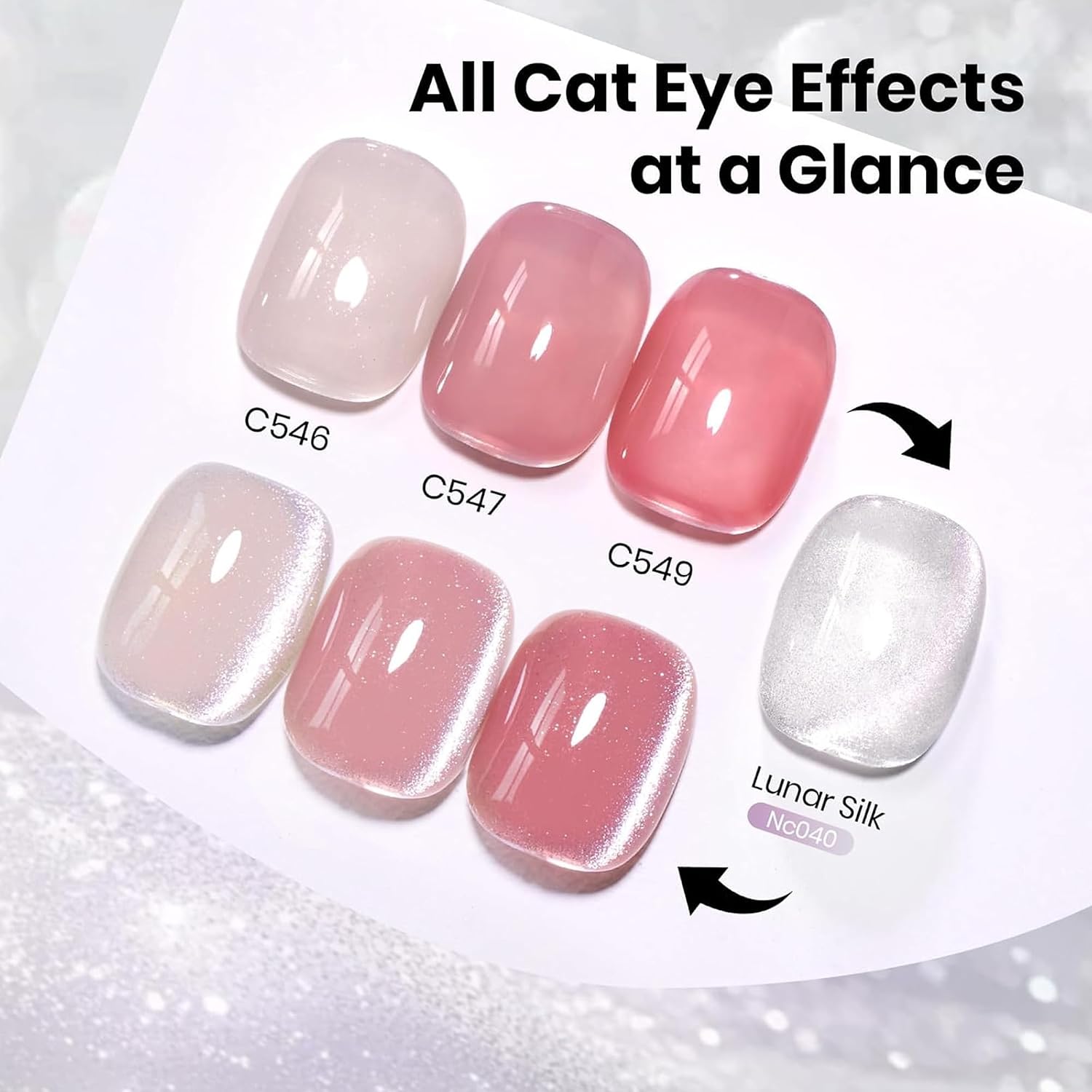 Thumbnail 2 de Beetles Lunar Silk Silver Cat Eye Gel Nail Polish – 15ML Full Size