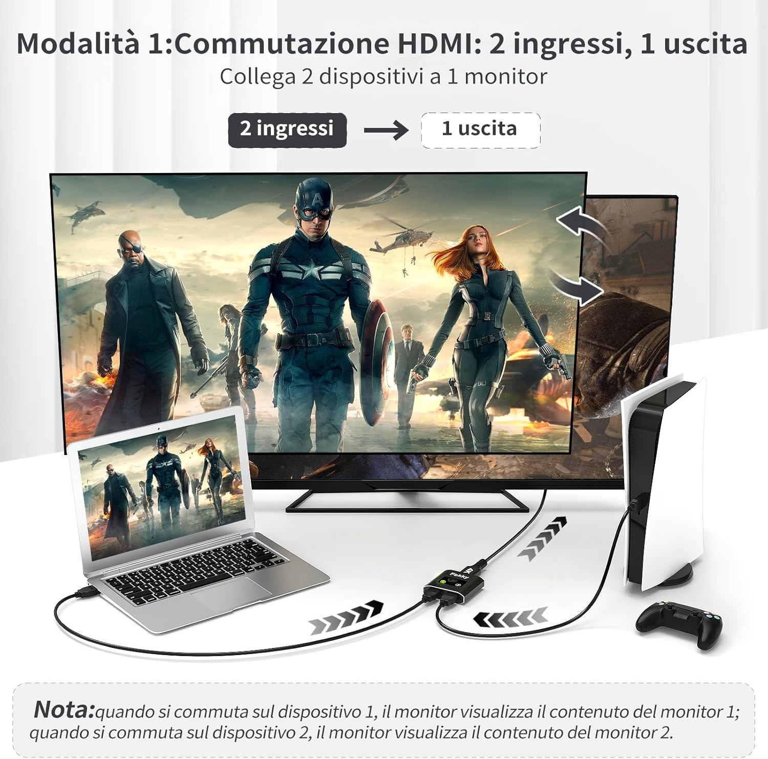 Thumbnail 2 de Switch HDMI 4K@60Hz Splitter 2in1 1M cavo