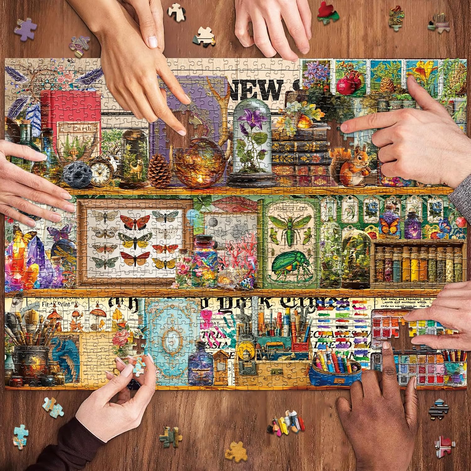 Thumbnail 2 de HUADADA 1000-Piece Jigsaw Puzzle for Adults – Vintage Fantasy Bookshelf (27.5 x 19.7 inch)