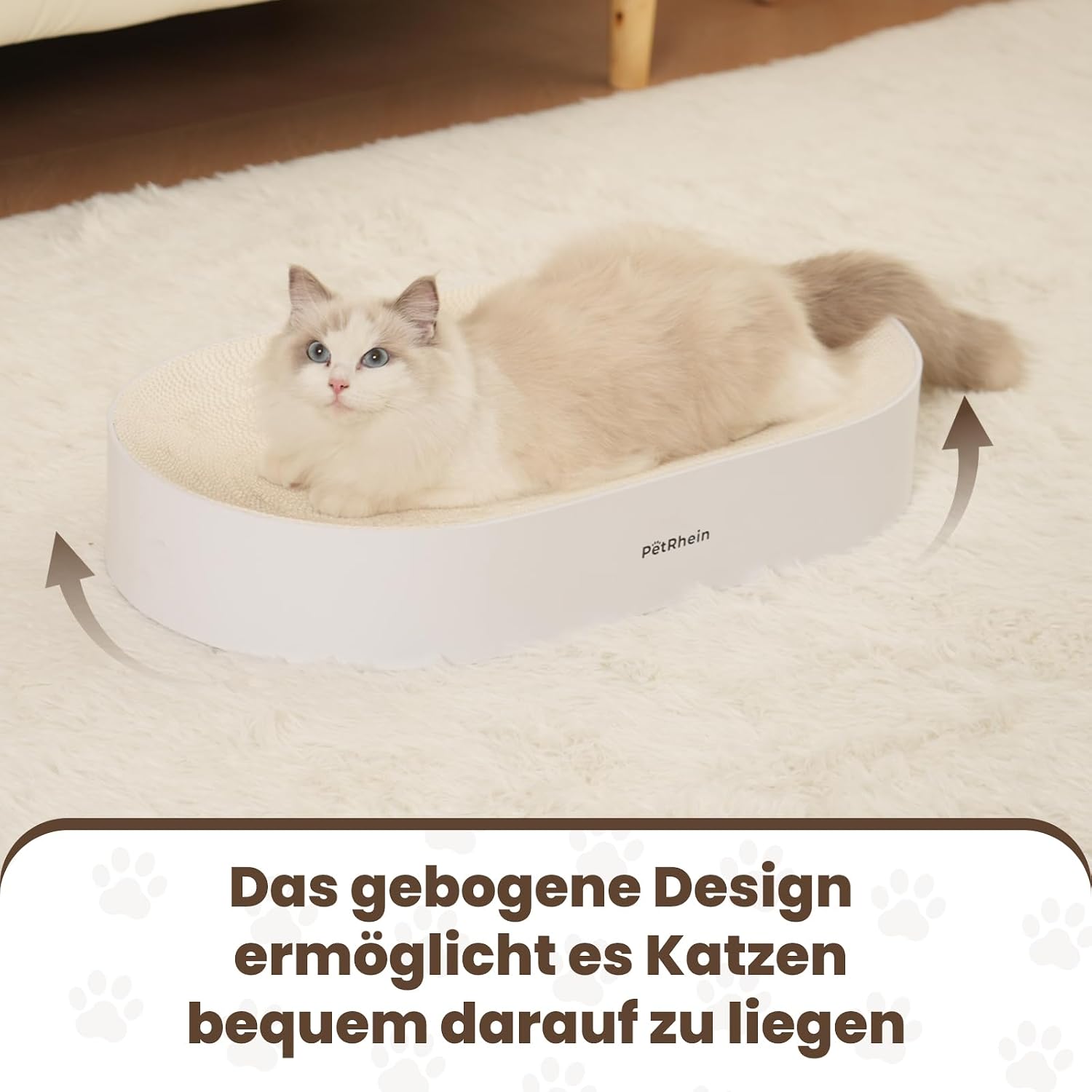 Thumbnail 1 de PetRhein Zen Paw Kratzbrett und Katzenbett 63x35 cm – Kratzpappe aus Wellpappe mit wasserfester Basis