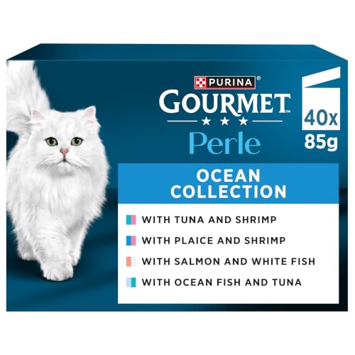 Gourmet Perle Ocean Collection Adult Wet Cat Food Mini Fillets in Gravy – 40 x 85g Pouches