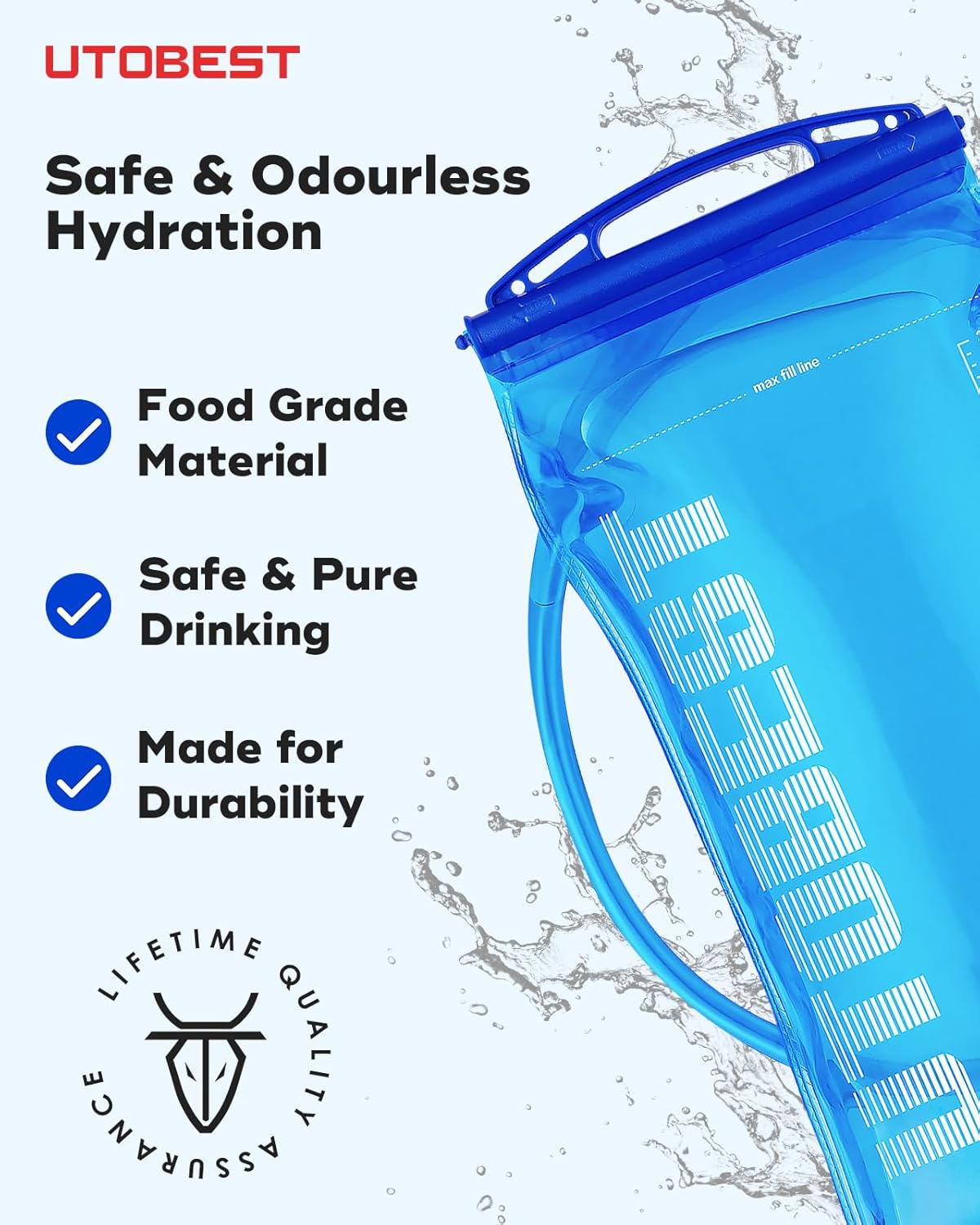 Thumbnail 1 de UTOBEST Hydration Bladder (BPA-free) Leak-Proof Water Reservoir for Running, Cycling, Hiking & Camping