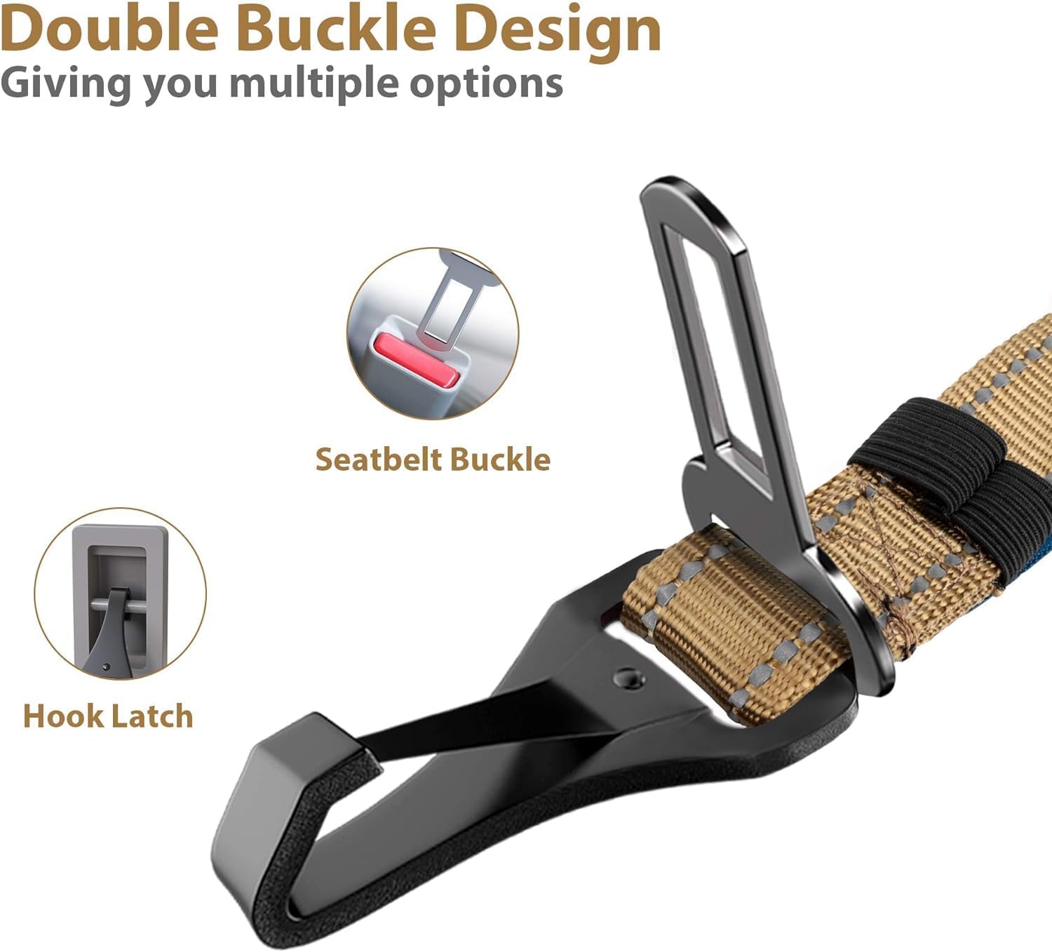 Thumbnail 1 de IOKHEIRA Hunde-Sicherheitsgurt mit einstellbarer Länge (50–80 cm), Universalstecker und Verriegelungsstange