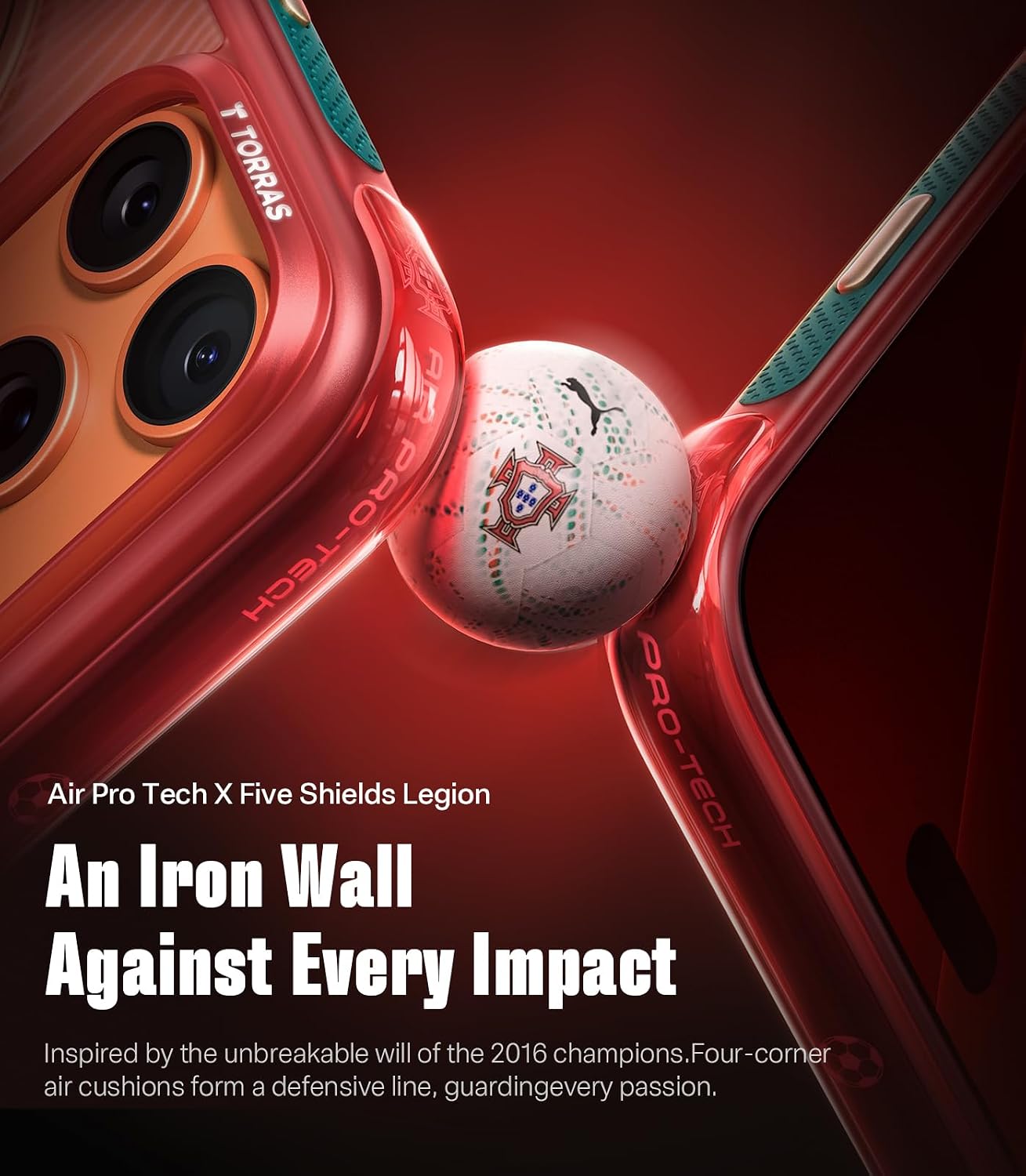 Detalle de TORRAS Q3 Air Limited Edition for iPhone 17 Pro Max, Inspired by Portugal Football Federation