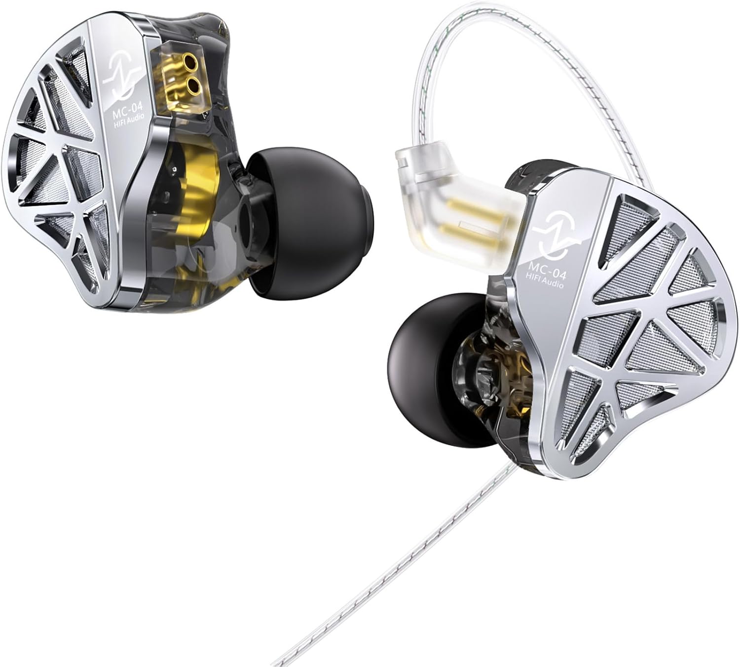 Detalle de keephifi CCZ MC04 IEM: monitor in-ear 1DD+1BA con cavo OFC placcato argento e driver 10 mm per musicisti e gamer