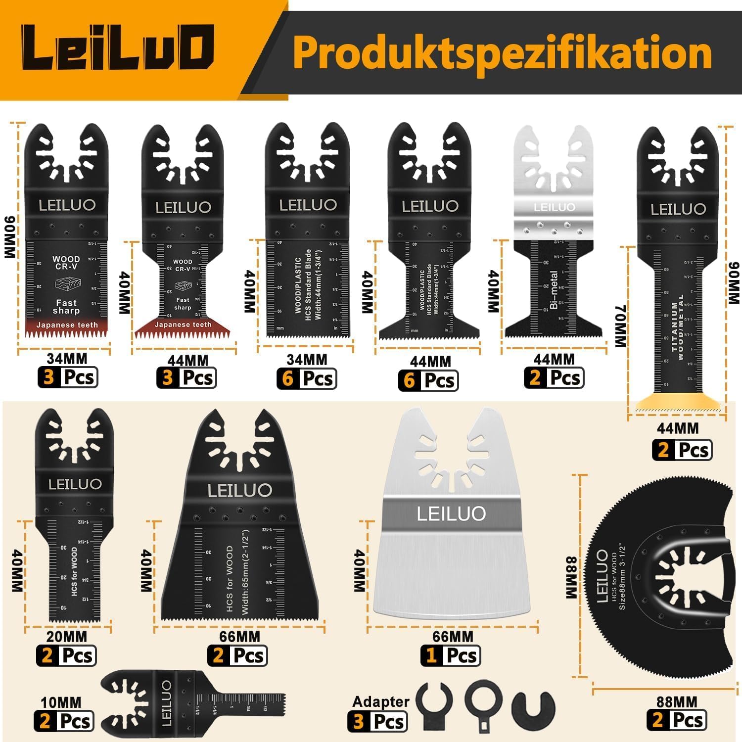 Detalle de LEILUO 158 Pcs Multitool Blade Kit for Oscillating Tools