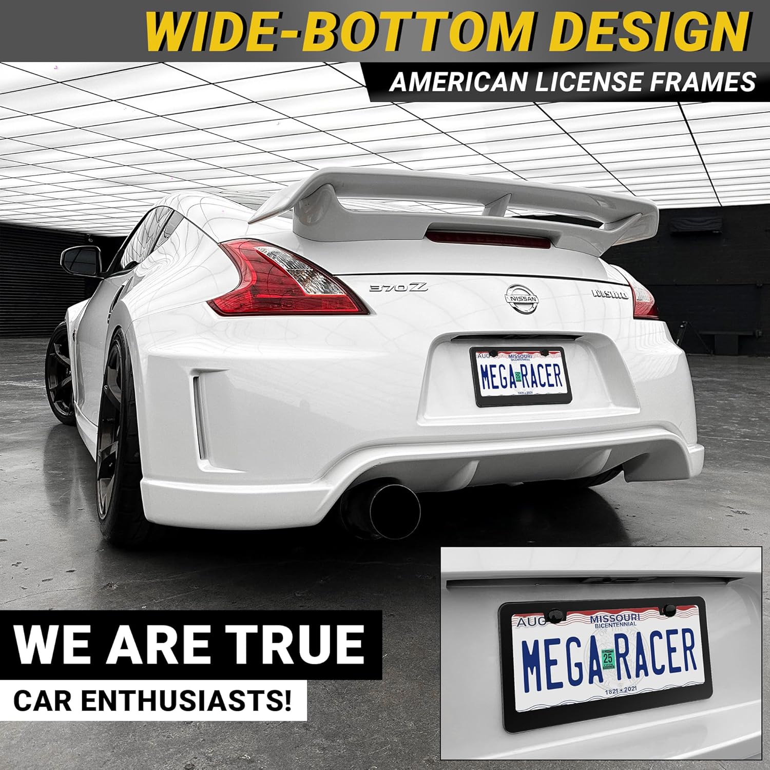 Thumbnail 2 de Premium Matte Black License Plate Frames (2-Pack) — Rust-Resistant Stainless Steel, Rattle-Free Slim-Top Design