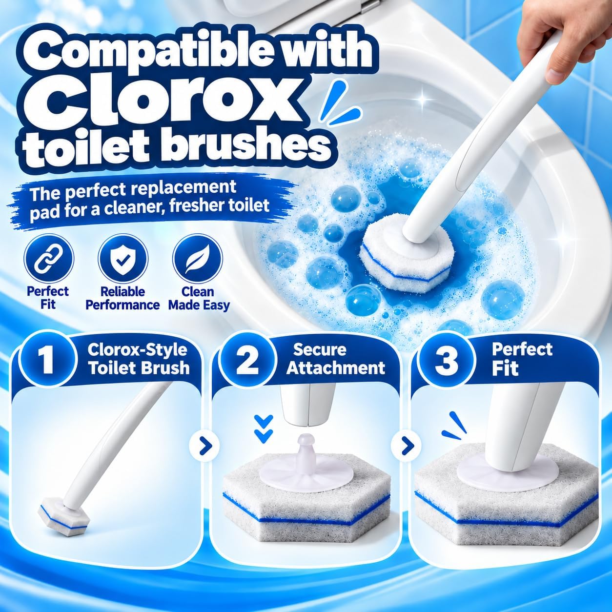 Thumbnail 4 de LosKremari a60 Toilet Brush Refills, 60-Pack Snap-On Foam Heads