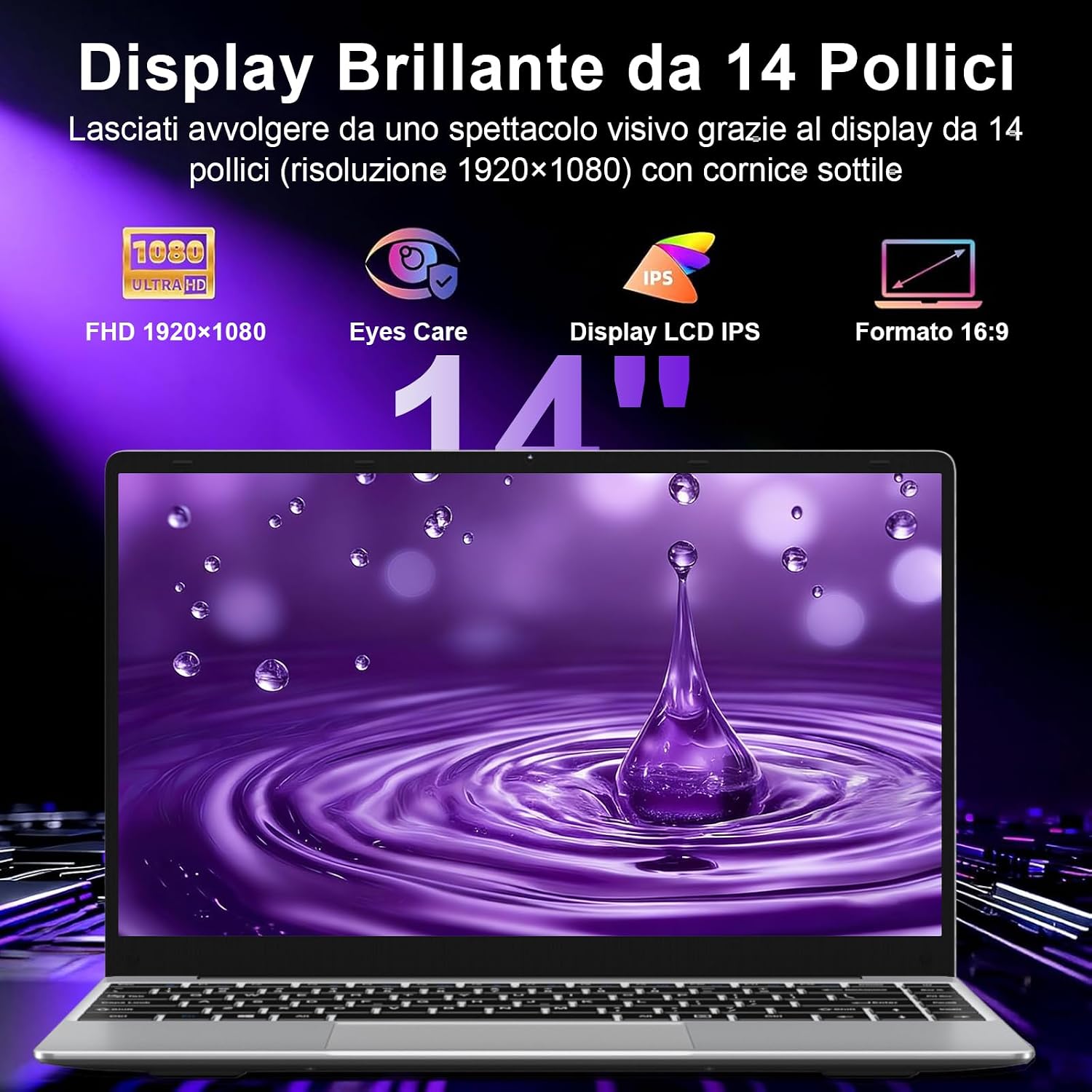 Detalle de bvate PC Portatile 14'' con Windows 11 e SSD espandibile: equilibrio tra portabilità e funzionalità