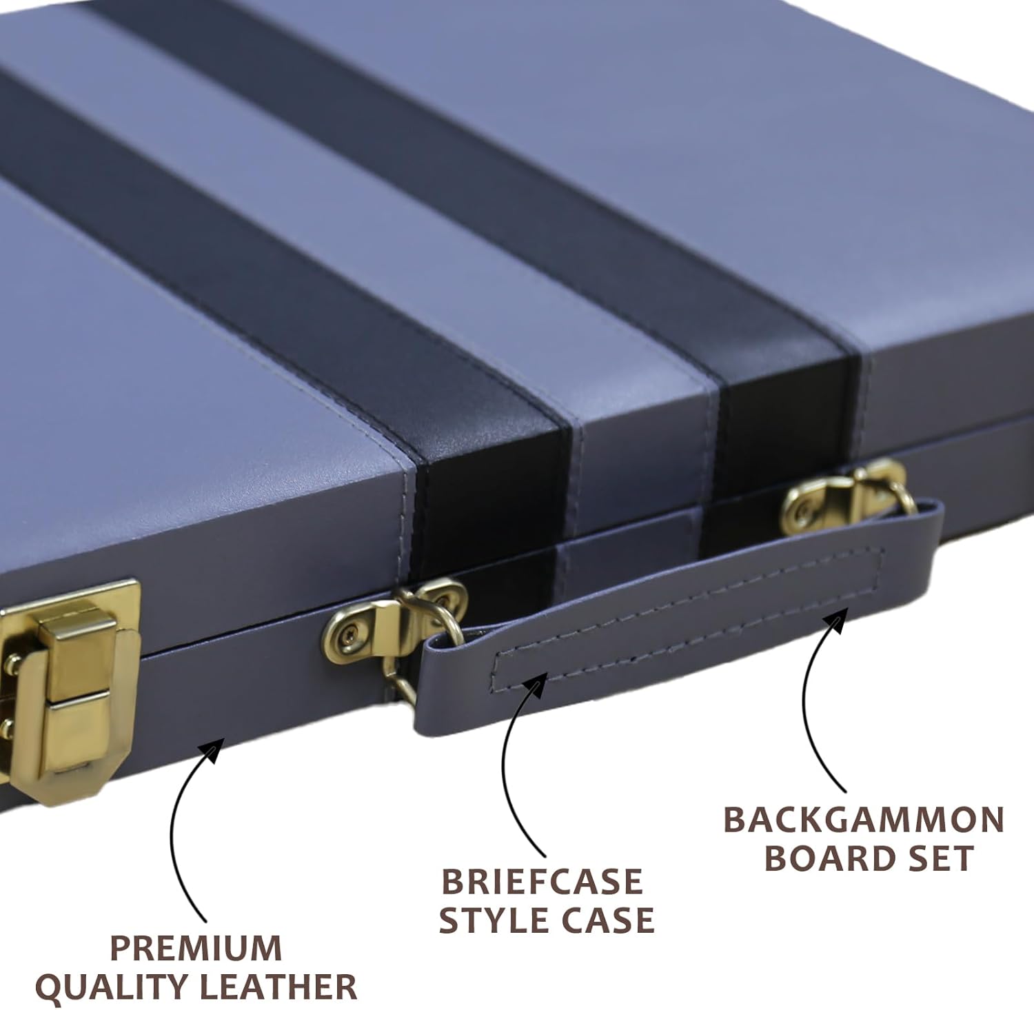 Thumbnail 2 de Backgammon Set – Classic Leather Case, Premium Travel Backgammon for Adults & Kids (11inch, Gray)