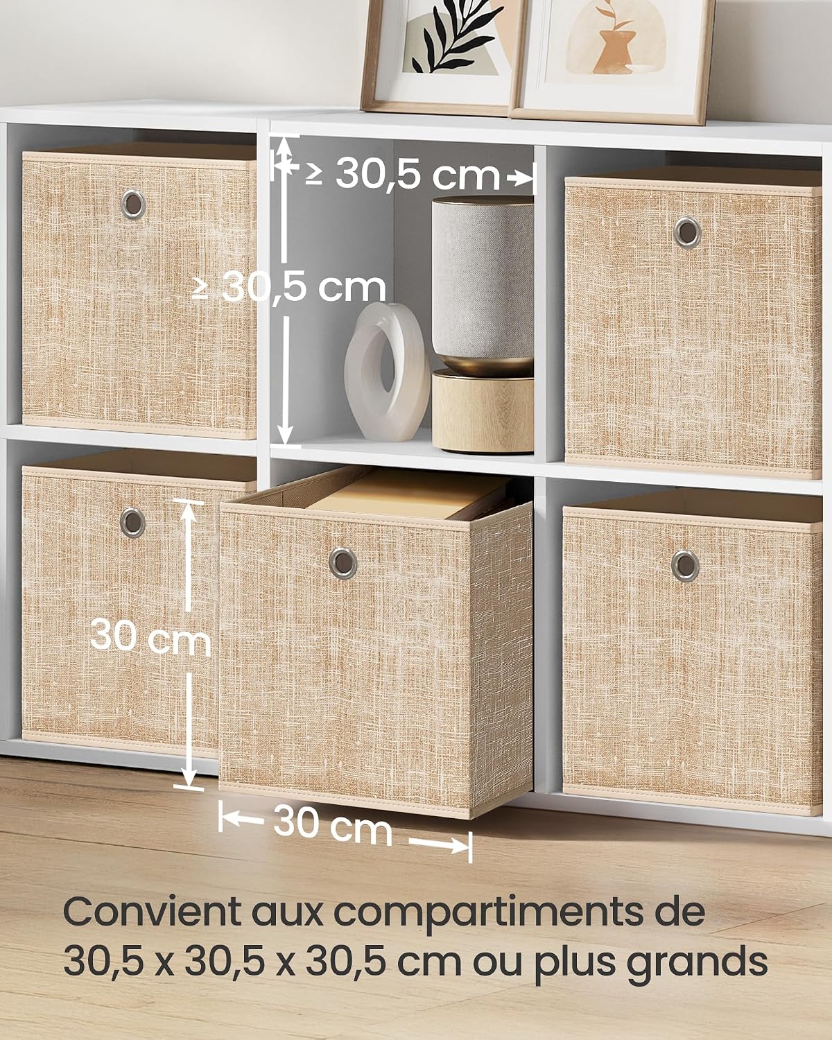 Thumbnail 2 de SONGMICS Boîtes de Rangement 30 cm Beige
