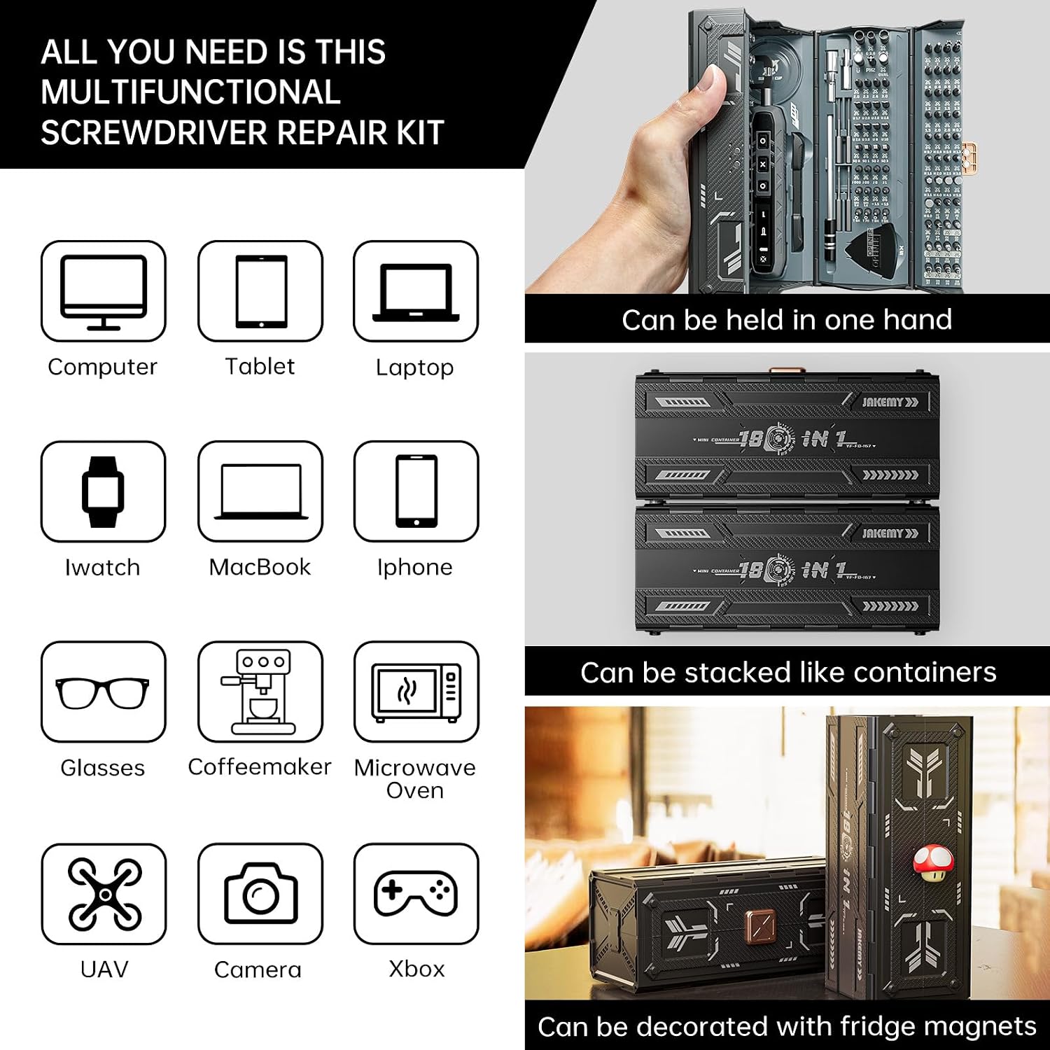 Thumbnail 1 de JAKEMY Electric Screwdriver Set with 160 Bits