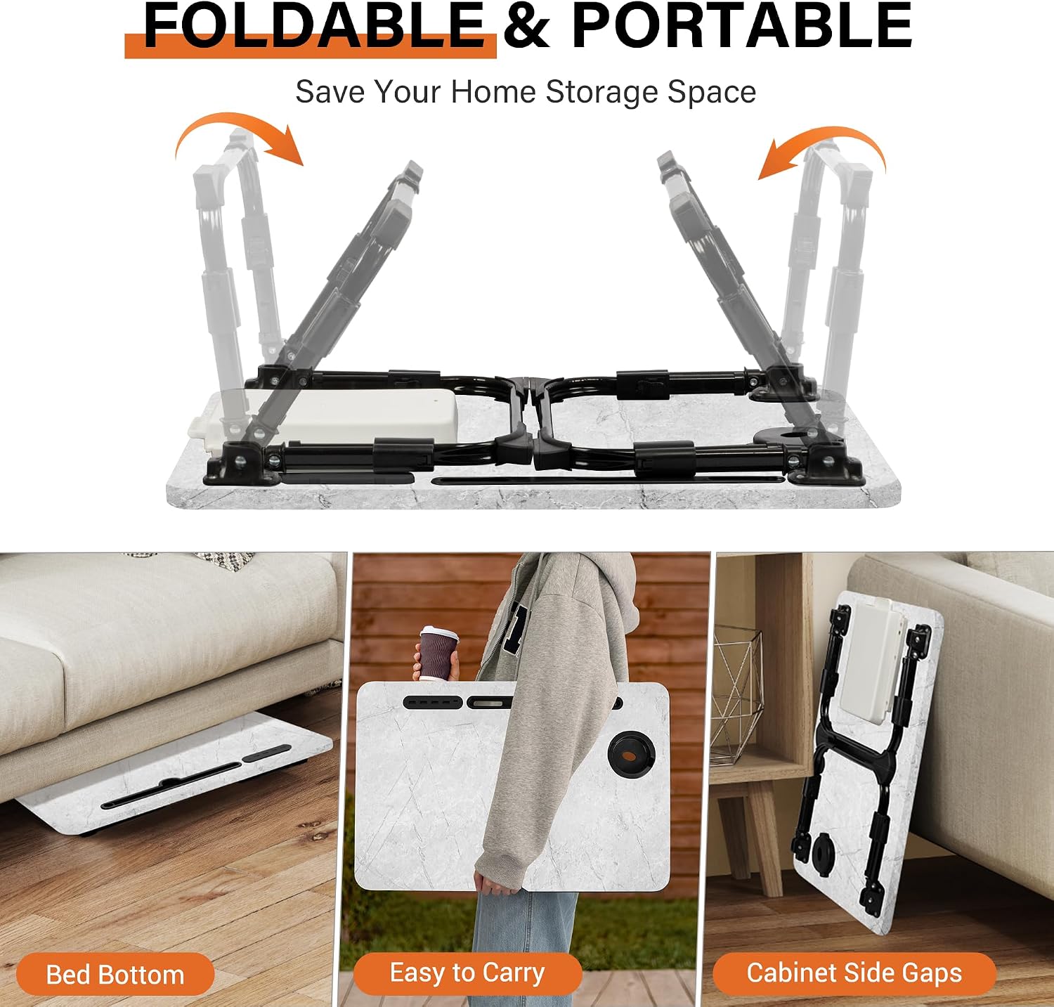 Thumbnail 6 de DECOSIS Bed Desk, Adjustable Folding Lap Desk with USB Port and Storage
