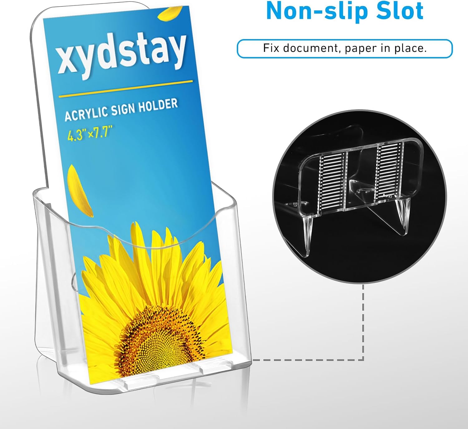 Detalle de xydstay XYD-YKL-ZLJ6 Acrylic Brochure Holders, 4-Inch Clear, 6-Pack