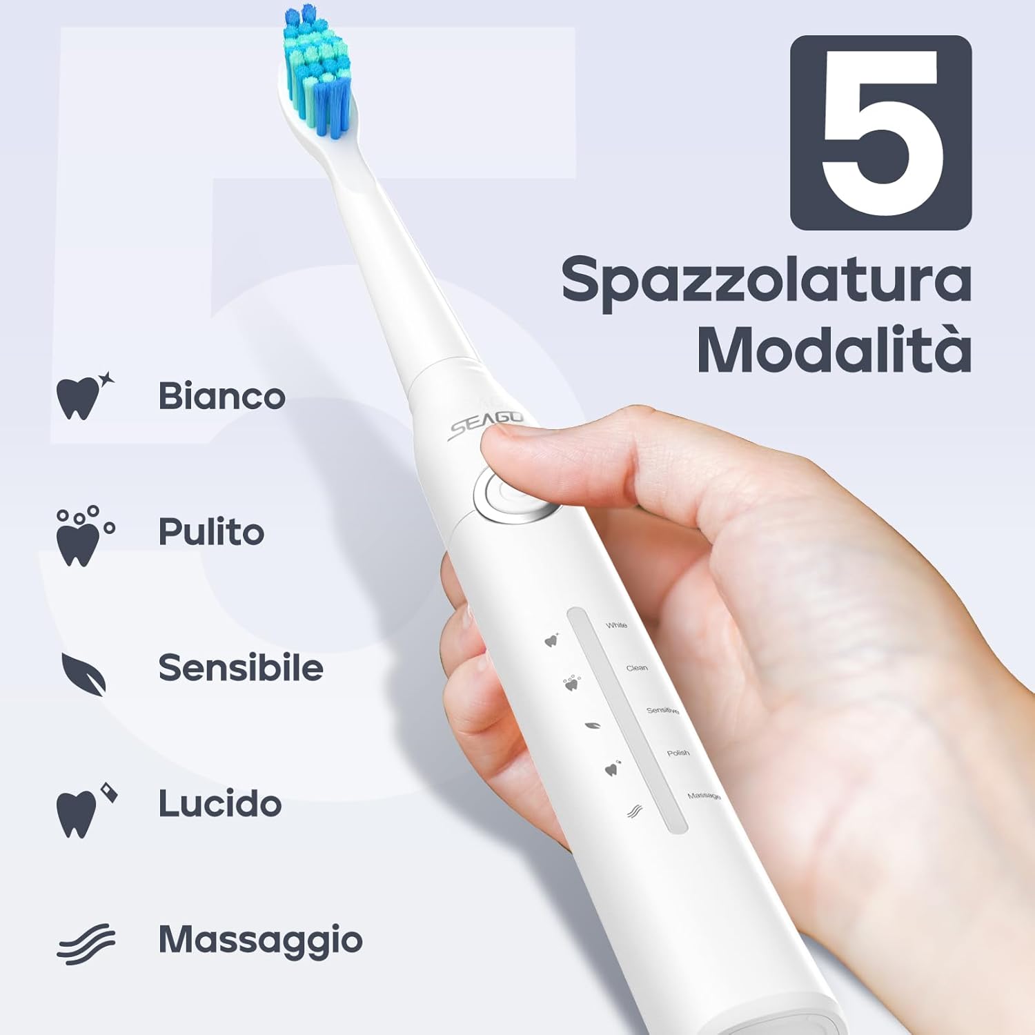 Thumbnail 3 de Seago SG-958 spazzolino elettrico ricaricabile 5 modalità