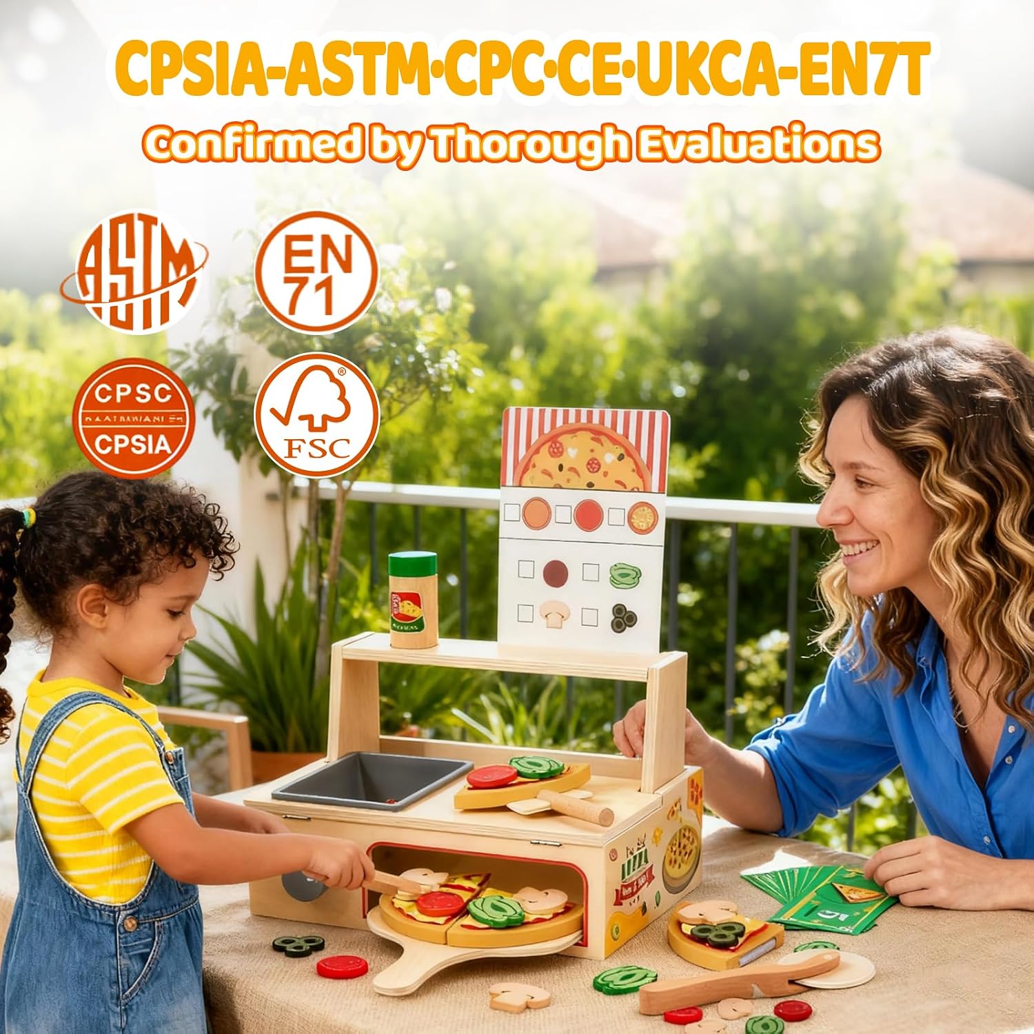 Thumbnail 6 de Smartwo Wooden Pizza Oven Toy for Kids – 50-Piece Pretend Play Set