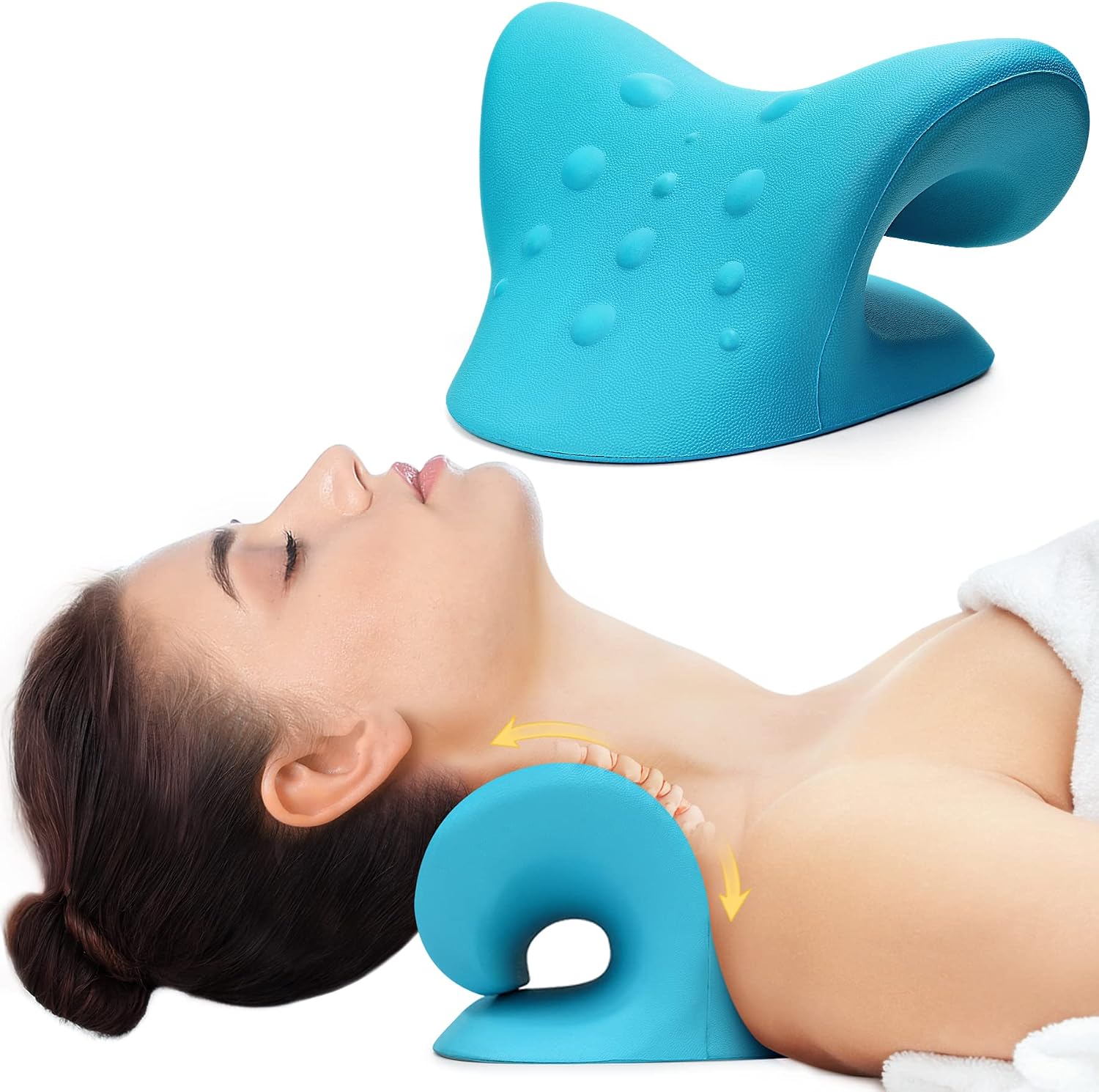 Detalle de Cozyhealth Nackendehner C-Shaped Neck Traction Pillow, Blue Foam
