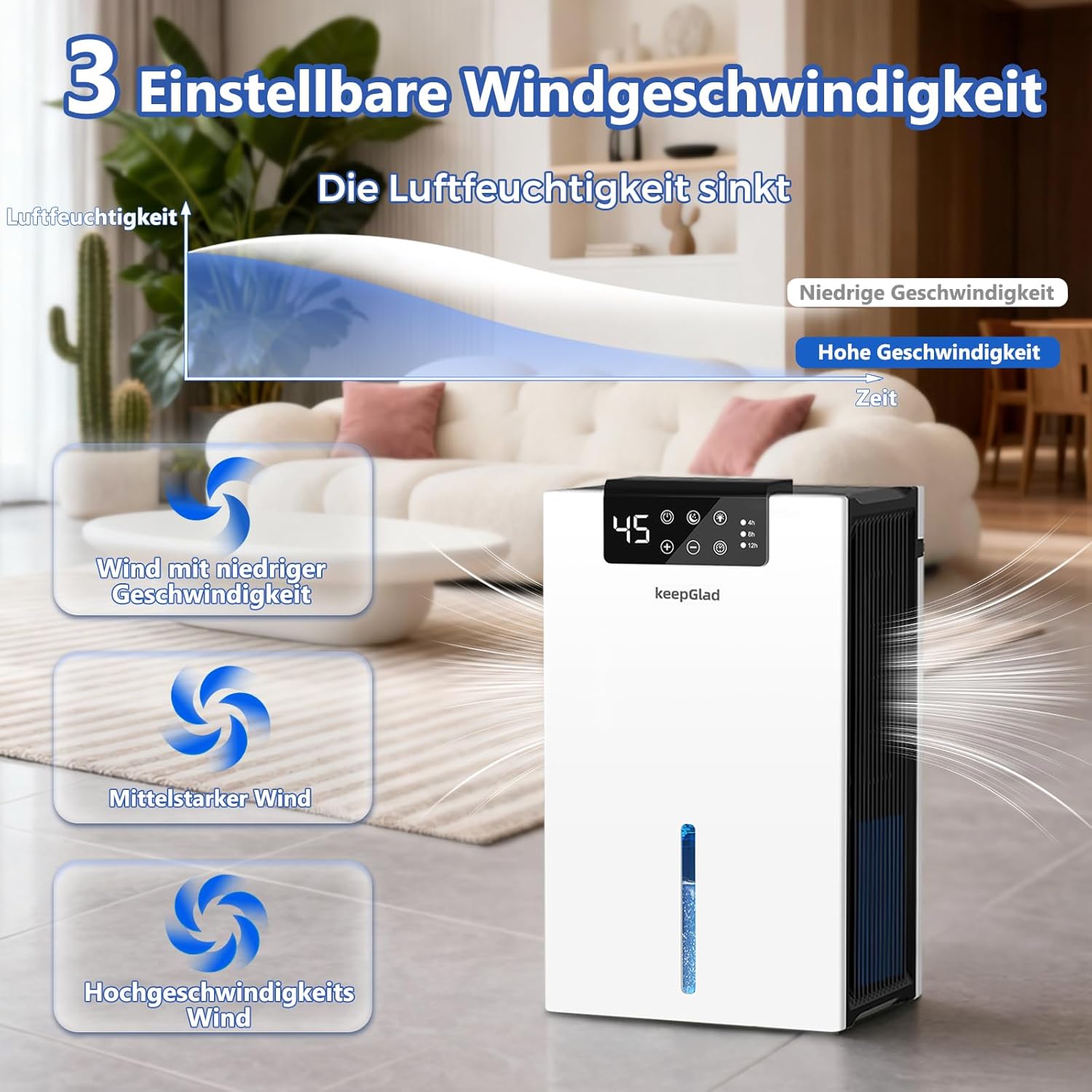 Thumbnail 3 de Elektrischer Luftentfeuchter 2.800 ml von KeepGlad (28 dB, energiesparend) mit Timer & waschbarem Filter