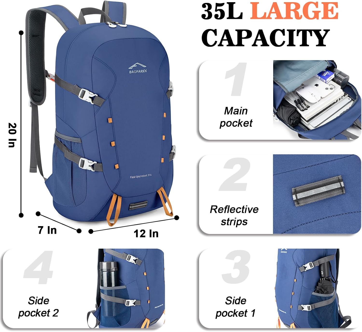 Detalle de 35L lightweight packable hiking backpack