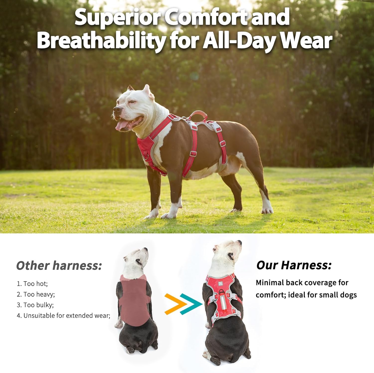 Detalle de Huntboo Escape Proof Dog Harness Medium – Anti-Pull with Handle, Reflective & Adjustable
