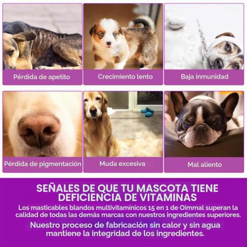 Detalle de Bieyoc 15 en 1: golosinas multivitamínicas para perros (sabor pato) – 150 masticables