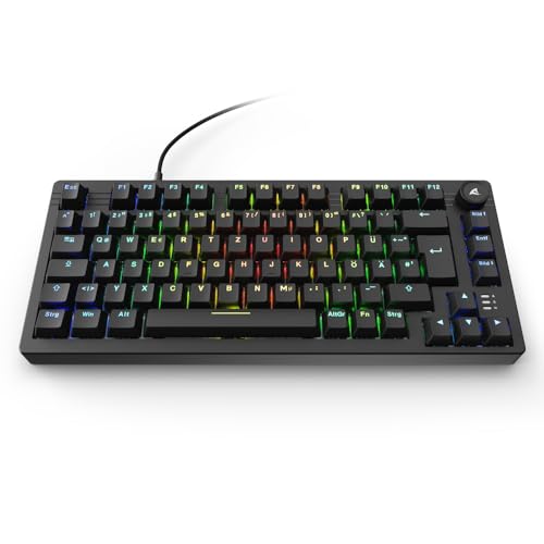 Detalle de Sharkoon SKILLER SGK25 RGB – 75% Gaming-Tastatur mit Hot-Swap und Huano RED Schaltern