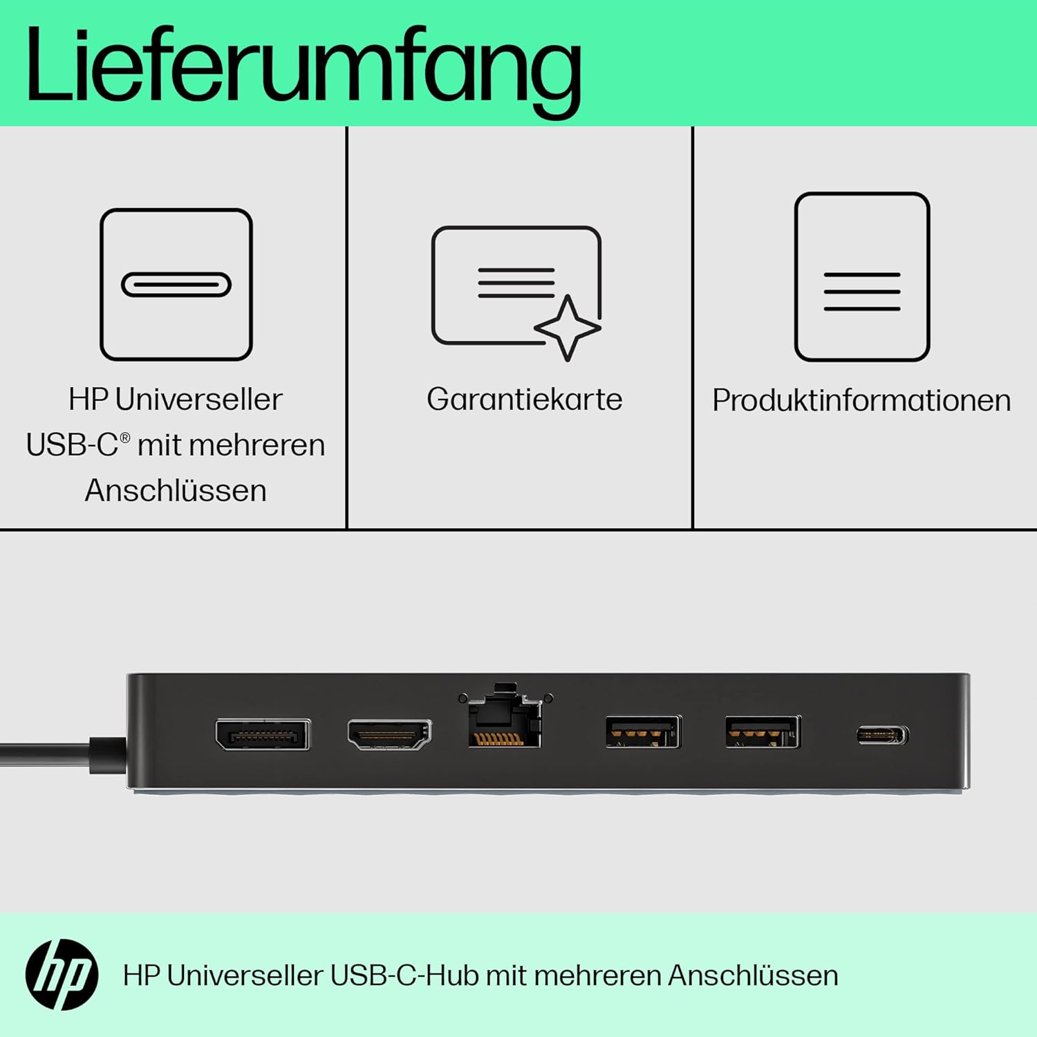 Thumbnail 4 de HP USB-C Multiport Hub – Universeller 7-in-1 Adapter (HDMI 2.0, DP 1.2, 2x USB-A, USB-C Passthrough 65W, Ethernet) Schwarz