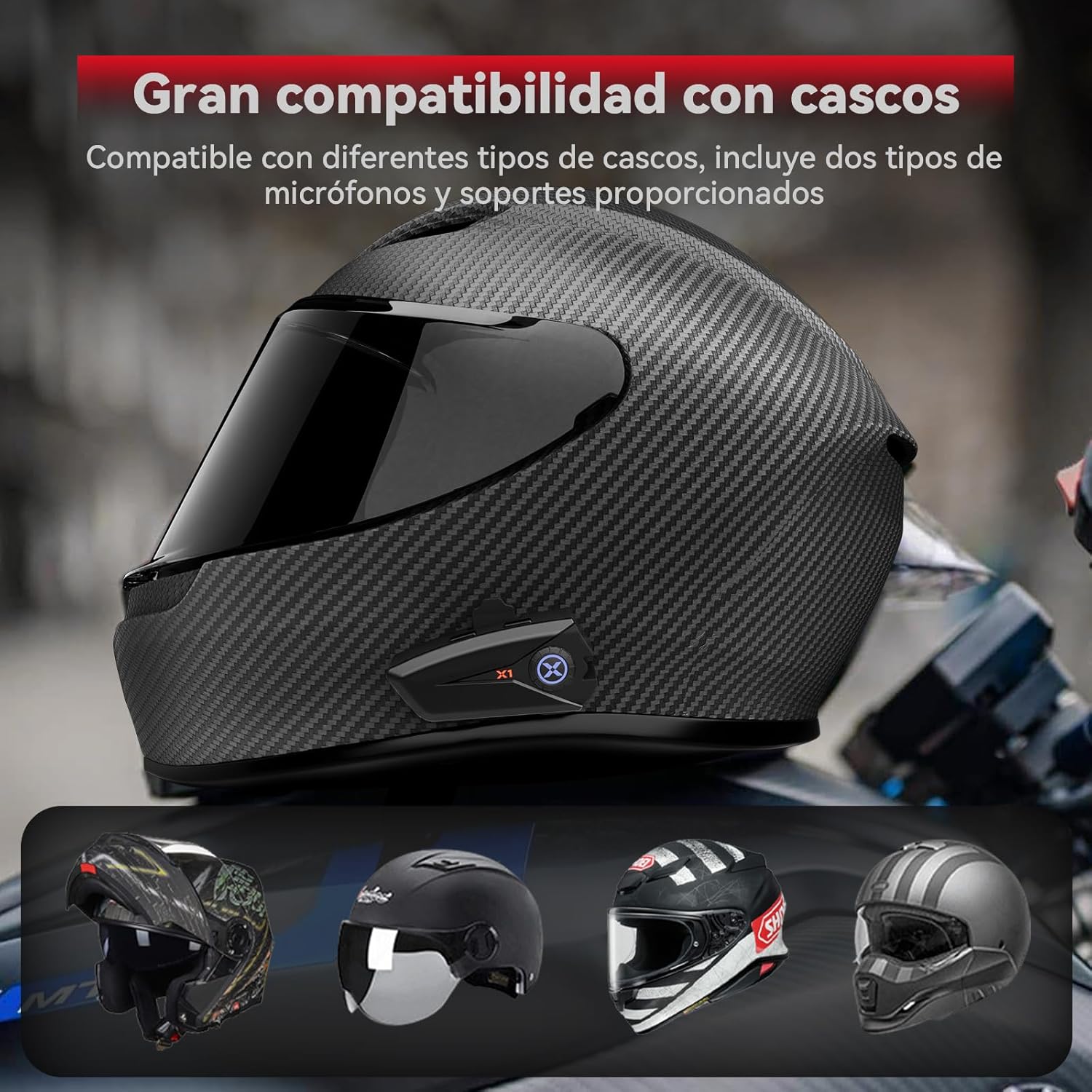 Thumbnail 5 de XGP X1 Auriculares casco moto Bluetooth V5.3 60 h