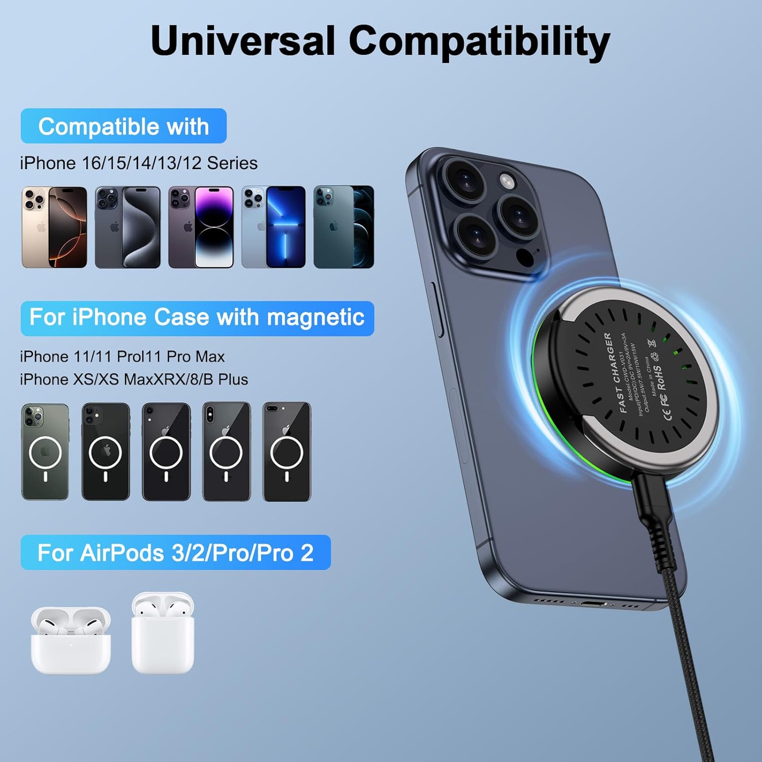 Thumbnail 6 de MagSafe Ladegerät für iPhone – 15 W Schnellladung mit Magnetic Induction und integriertem Ständer