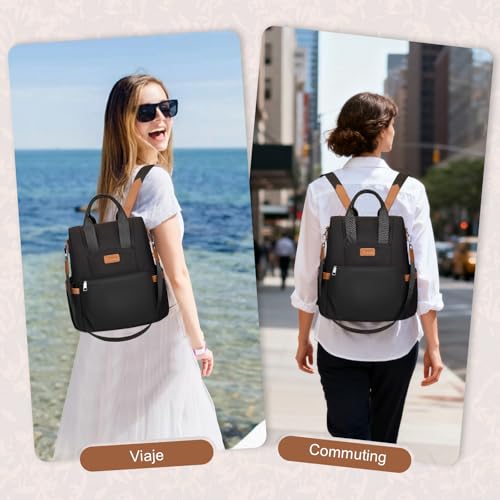Thumbnail 8 de Eshow Mochila antirrobo 3 en 1 para mujer, negra, de nailon 290D