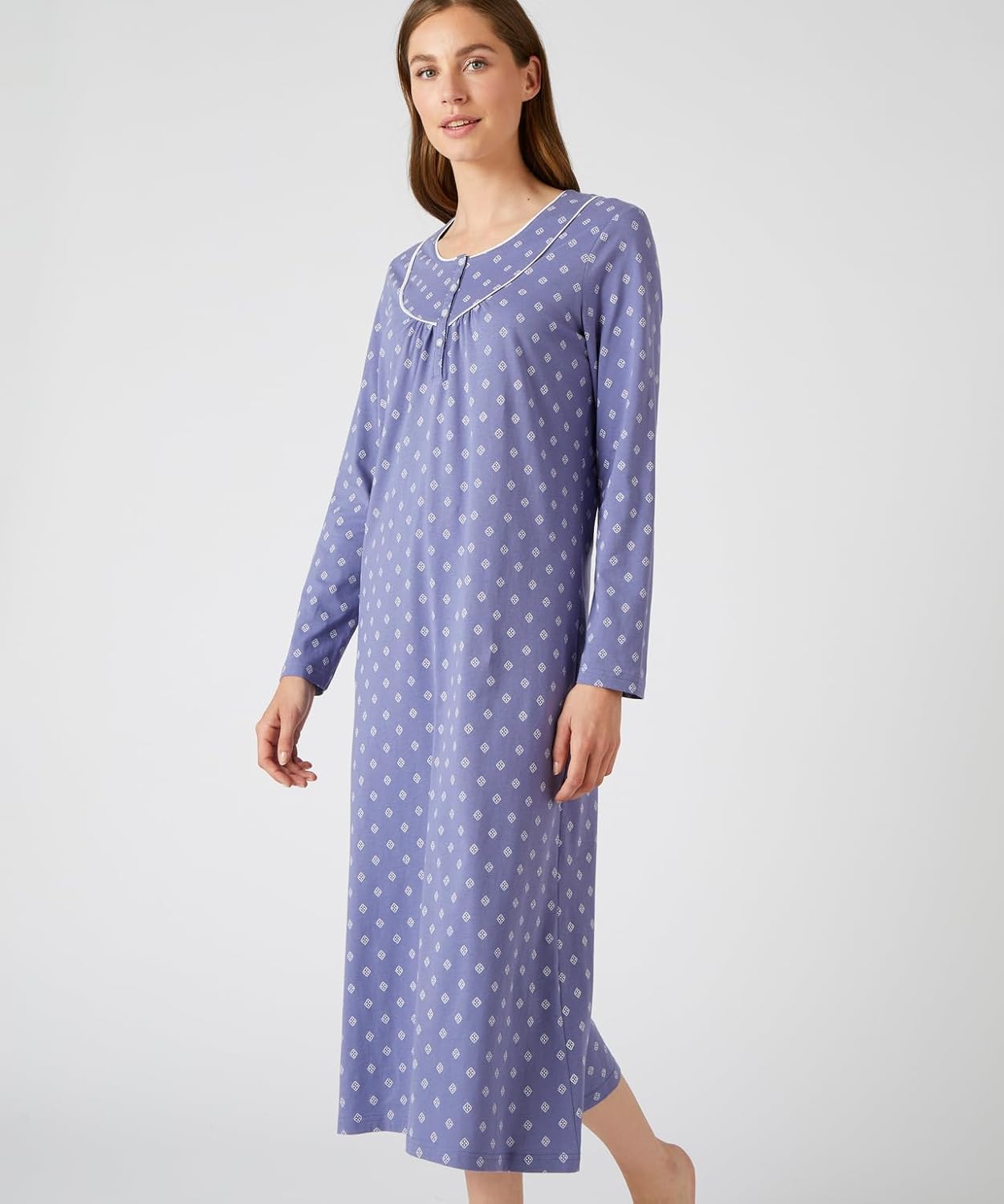 Thumbnail 1 de Damart – Lot de 2 chemises de nuit en jersey de coton peigné pour femme, Pissenlit multicolore