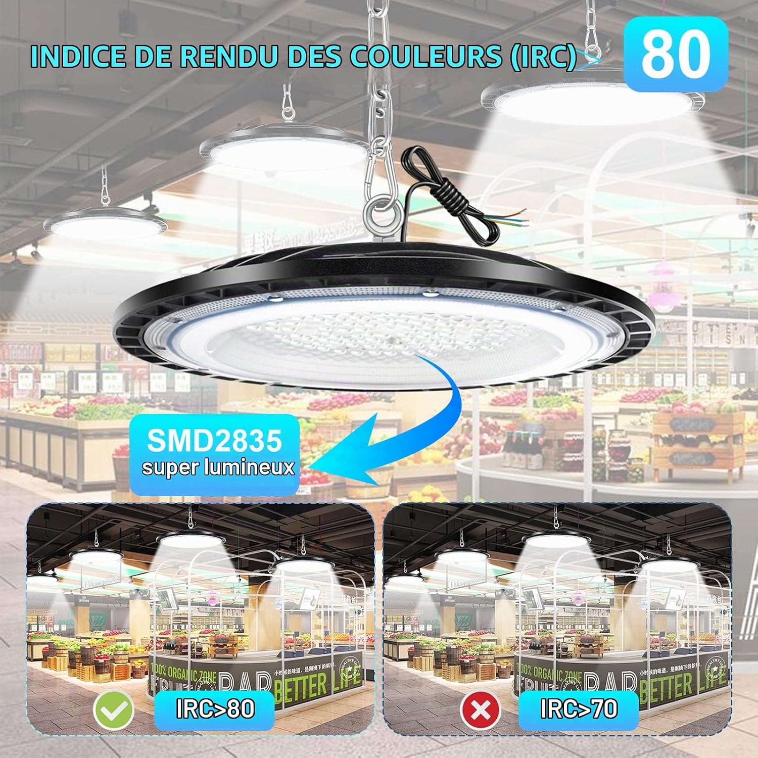 Detalle 1 de ZXICH ea9cc446-c179-436d-b248-ddaf8539aab9 UFO-led-highbaylamp, 100 W, 15.000 lm, IP65