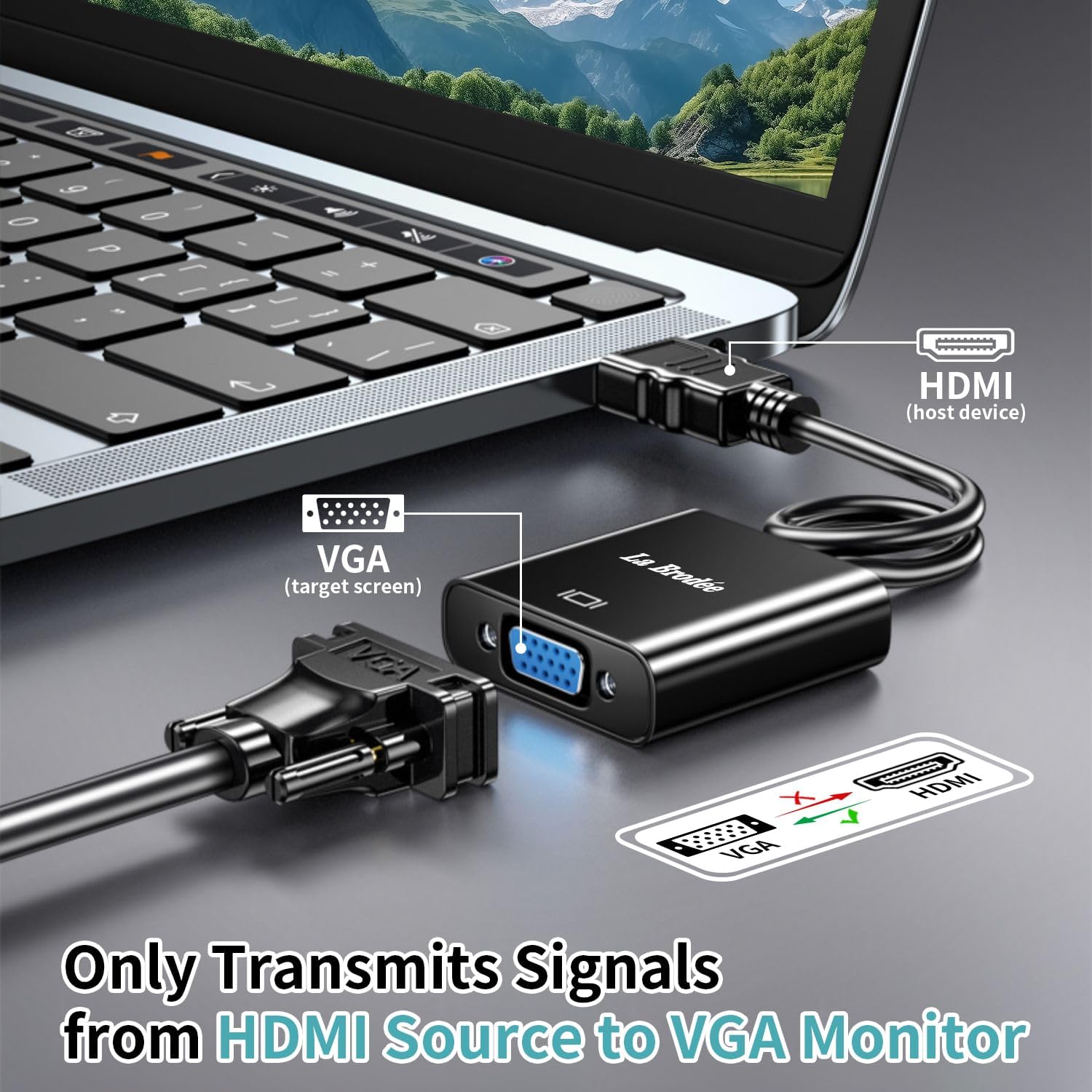Detalle de HDMI zu VGA Adapter – Unidirektional, 1080P, HDMI-Quelle zu VGA-Monitor/Projektor