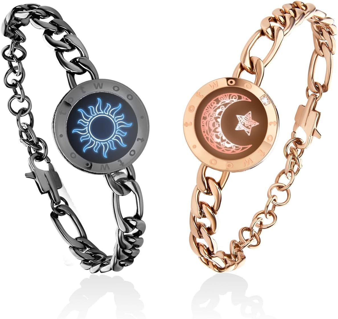 Detalle de Totwoo Braccialetti di Coppia Touch con Collegamento Bluetooth Uno a Uno tramite App – Acciaio Inossidabile 316