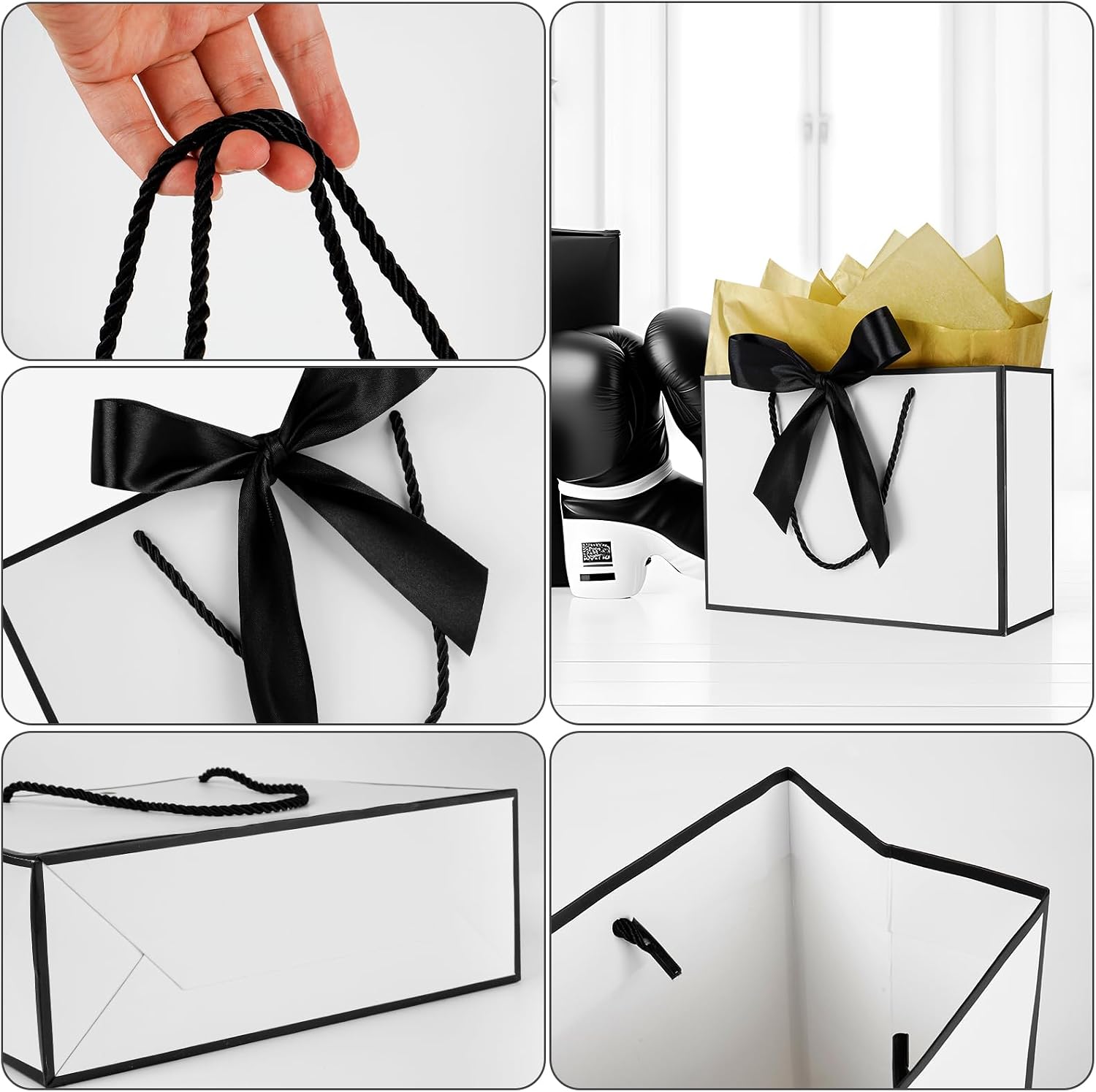 Thumbnail 4 de Mifferer Geschenktüten-Set (2 Papier-Tüten mit Griffen, 2 Karten & Seidenpapier) für Frauen, Mädchen & Brautjungfern