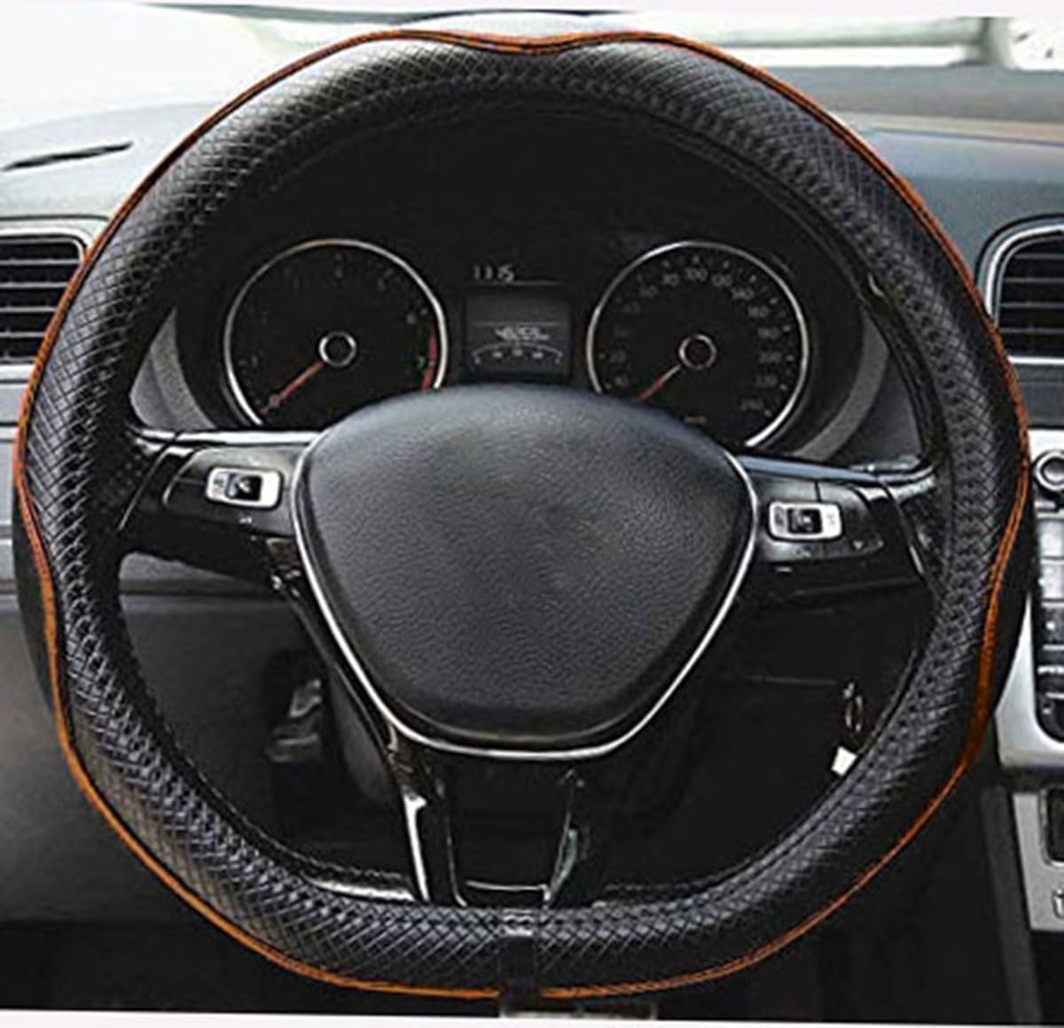 Thumbnail 2 de Istn Microfiber Leather D-Shape Car Steering Wheel Cover (Universal, 38cm) – Anti-slip, breathable protection