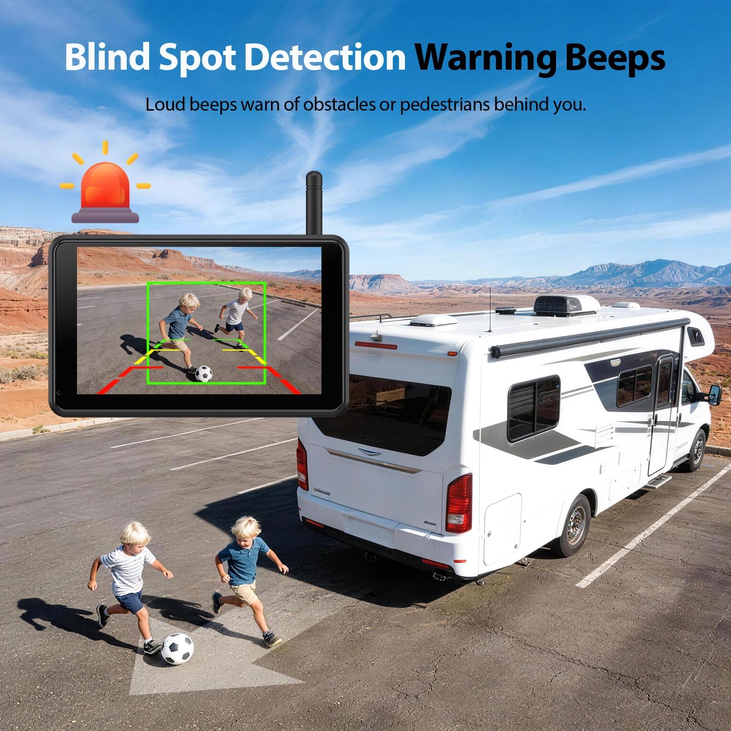 Detalle de Solar Powered Wireless Reversing Camera Kit 7" 1080P Touchscreen Monitor with DVR, BSD & IR Night Vision
