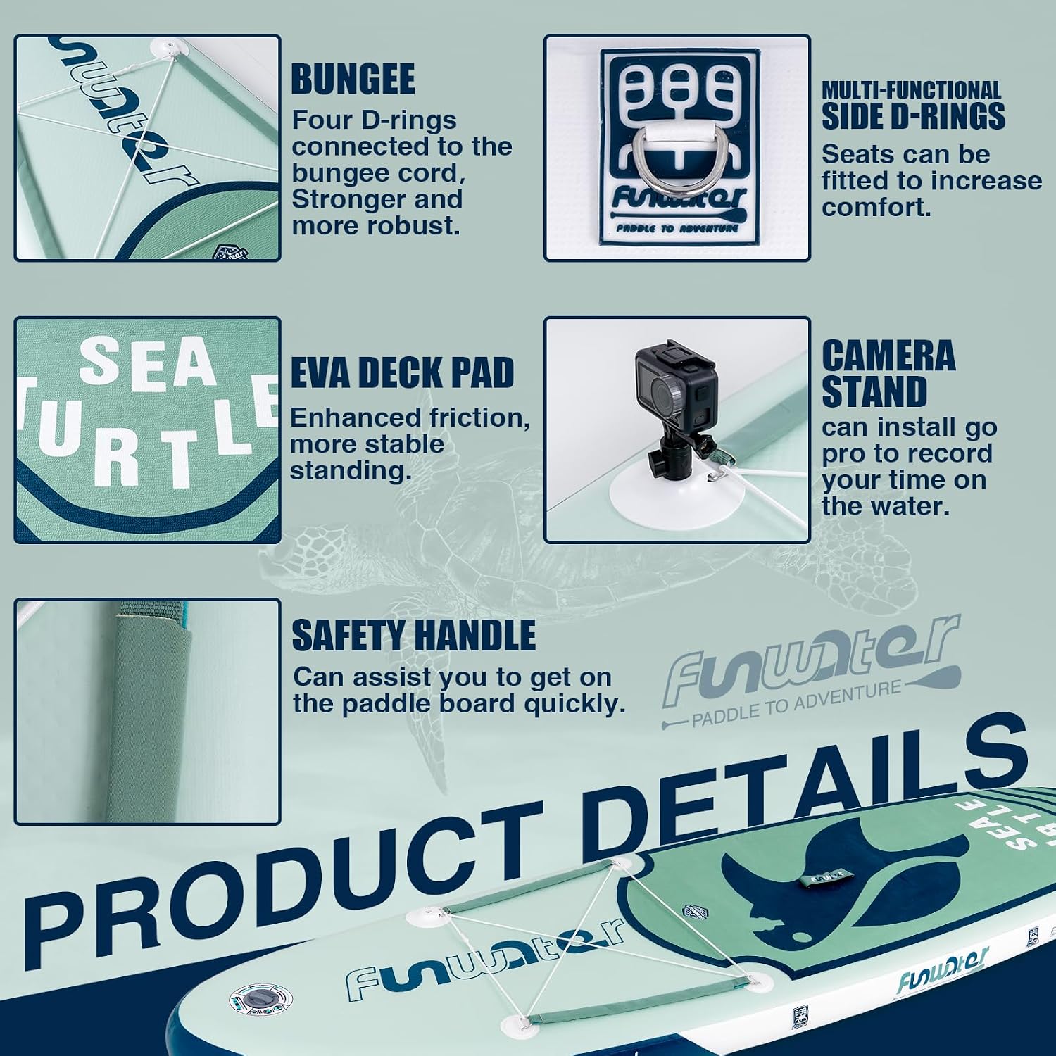 Detalle de FunWater Inflatable Stand Up Paddle Board with Premium Accessories (11'6"/11'/10'6")