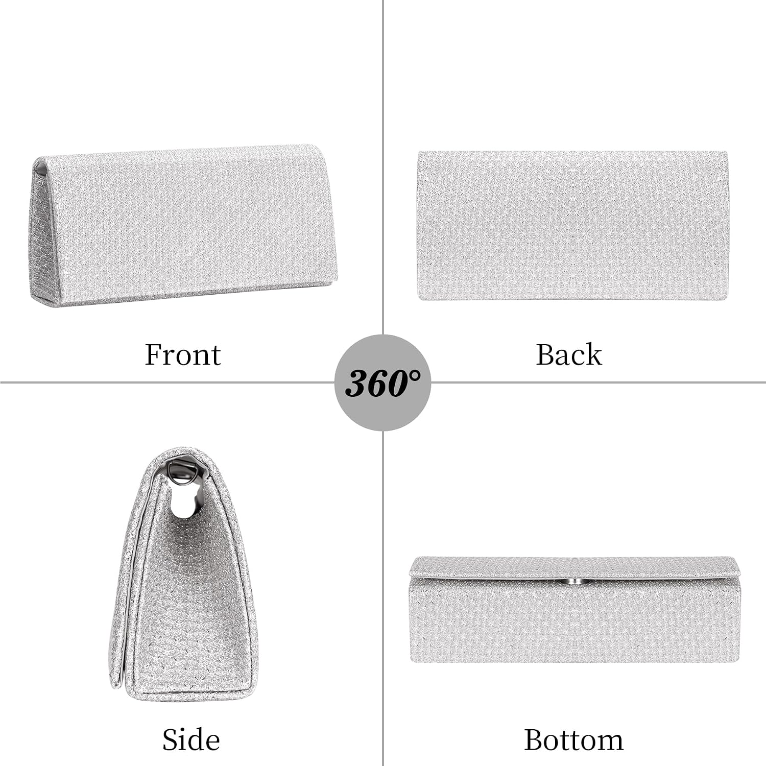 Thumbnail 5 de Toptime Silver Glitter Envelope Clutch