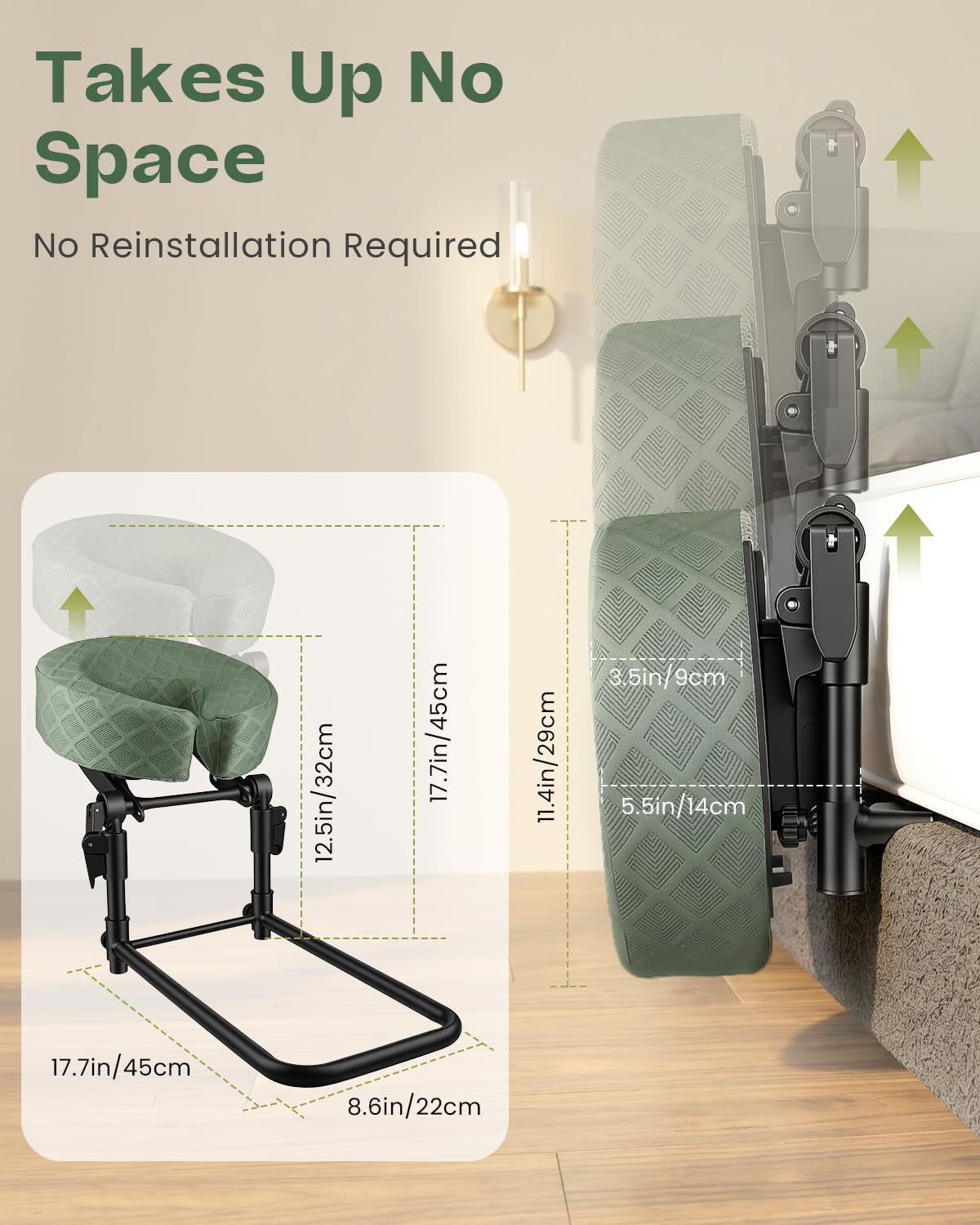 Detalle 2 de Massage Headrest for Bed with Memory Foam Pillow