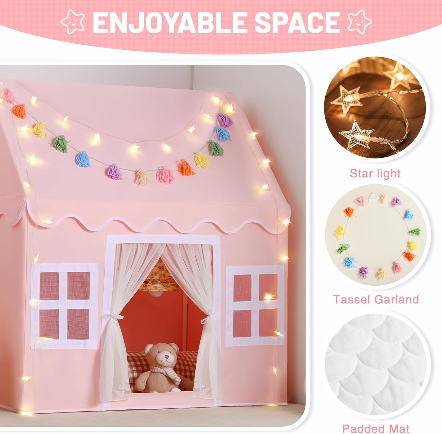 Detalle de Senodeer Kids Play Tent with Star Lights 🎪