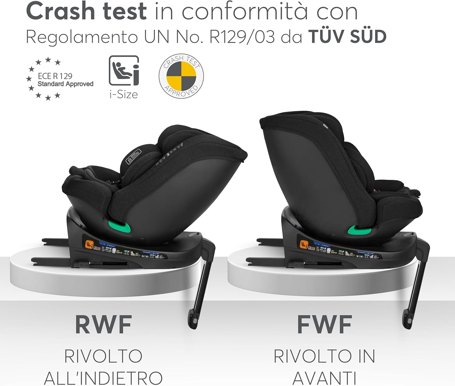Detalle de KikkaBoo Seggiolino Auto i-SECURE 0-36 kg: rotante a 360°, ISOFIX e i-Size