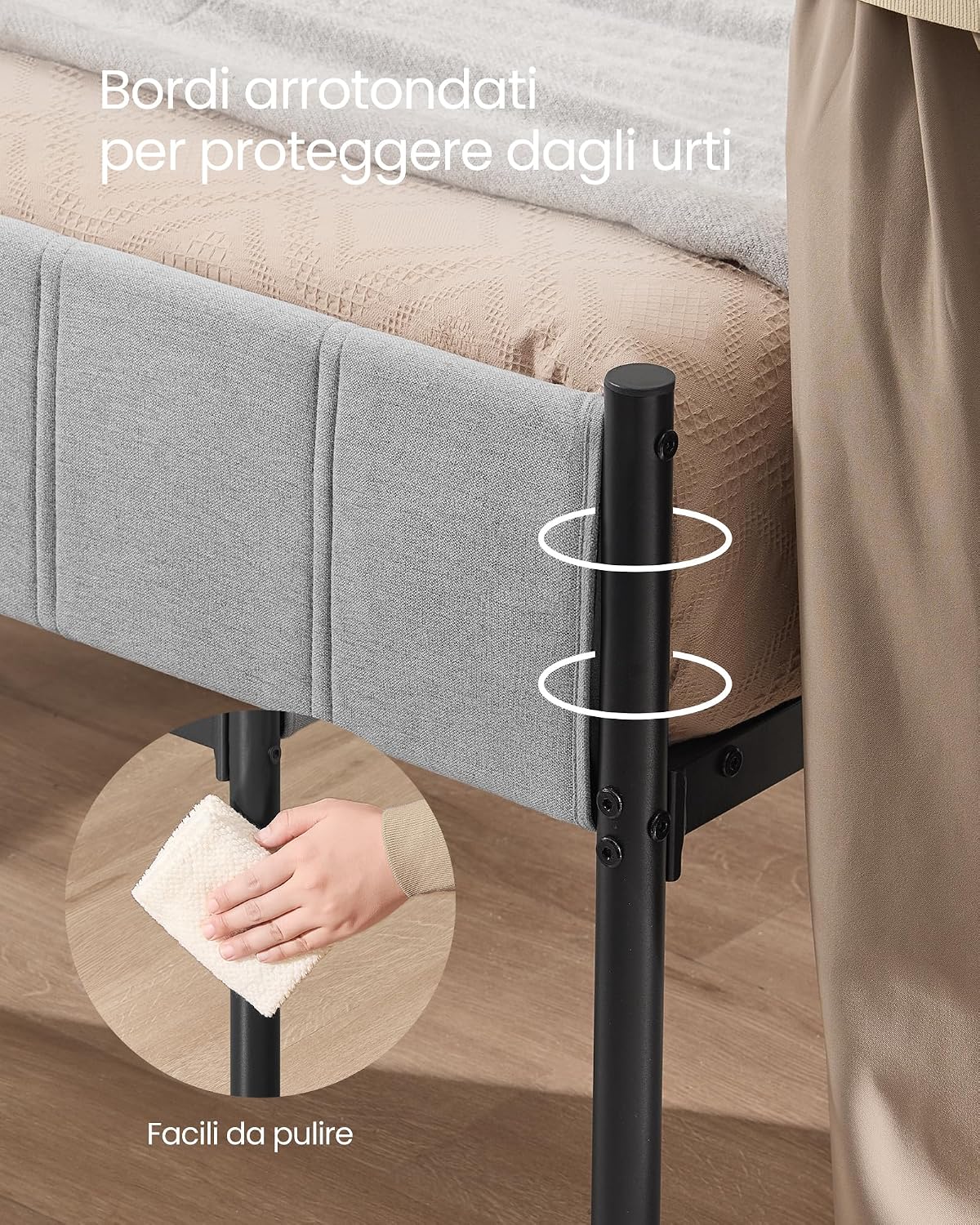 Thumbnail 4 de VASAGLE RMB974G01 Struttura Letto Matrimoniale 140x200 Grigio Tortora