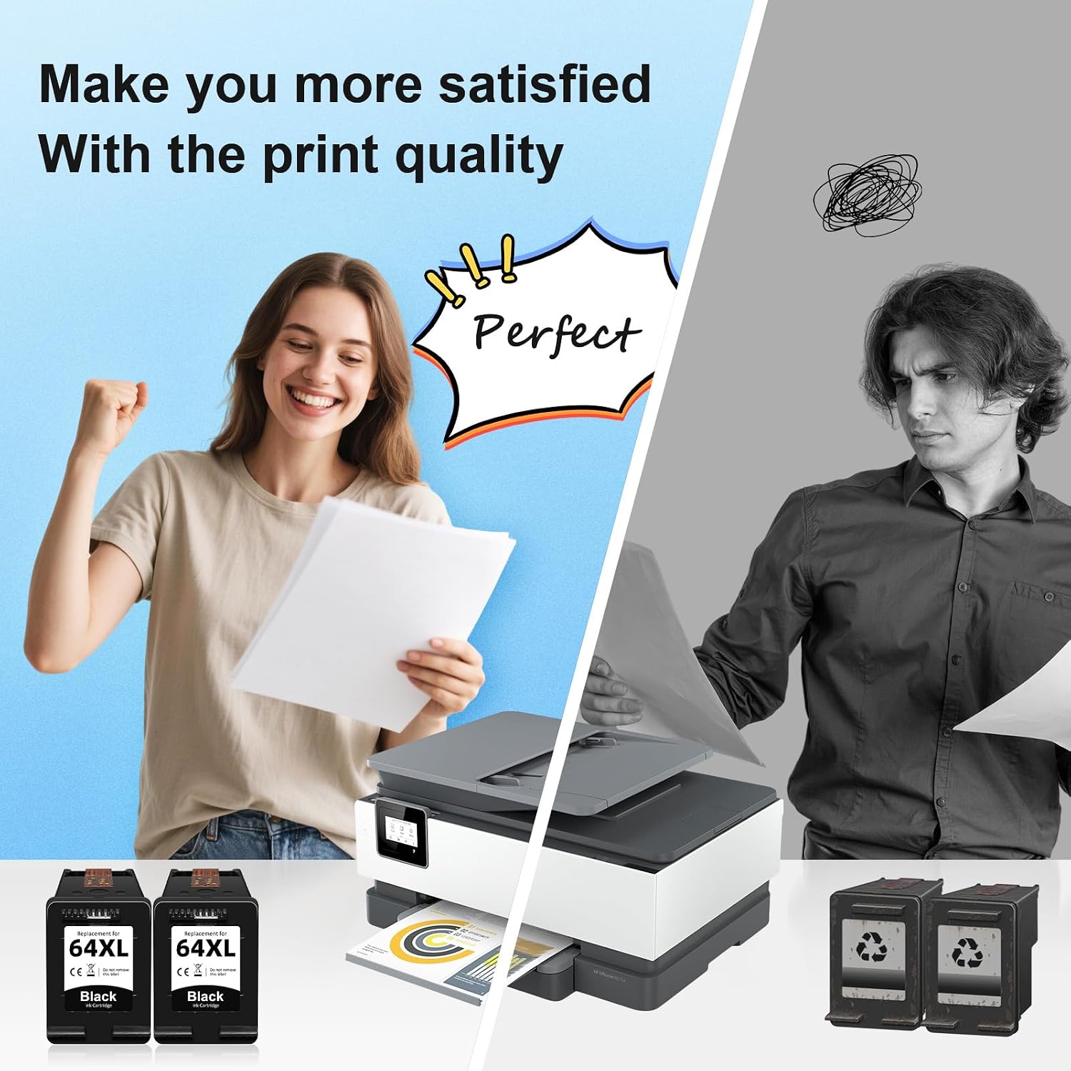 Thumbnail 6 de NVN 64XL Black Ink Cartridges, 2-Pack for HP ENVY, Inspire & Tango Printers