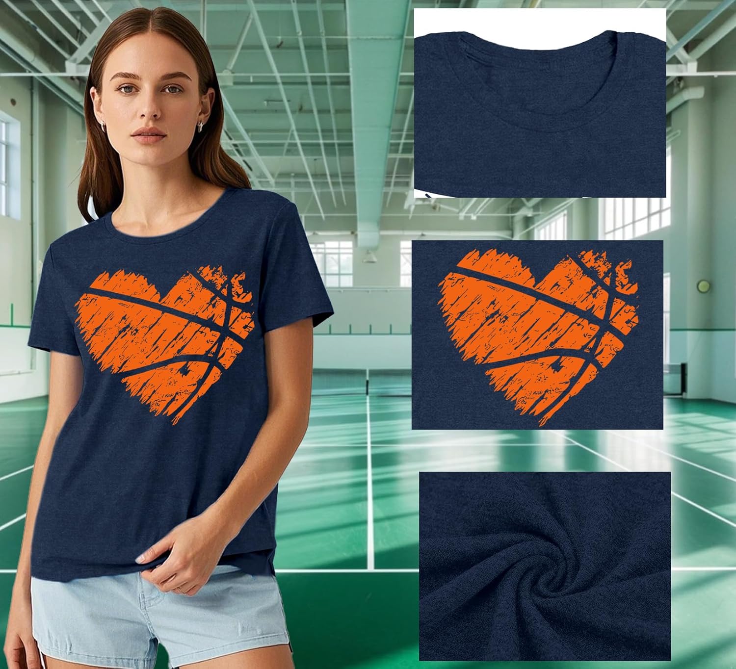 Detalle 2 de Qskall Women's Netball Heart T‑Shirt: Soft, Everyday Comfort with a Sporty Twist