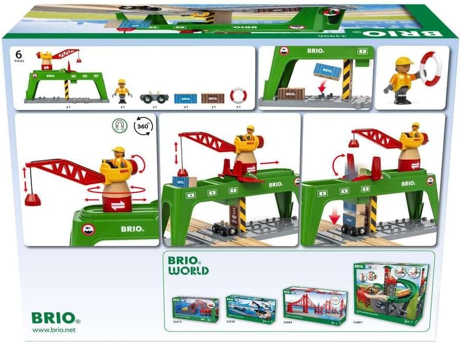 Thumbnail 2 de BRIO World 33996 laadterminal met beweegbare containerkraan